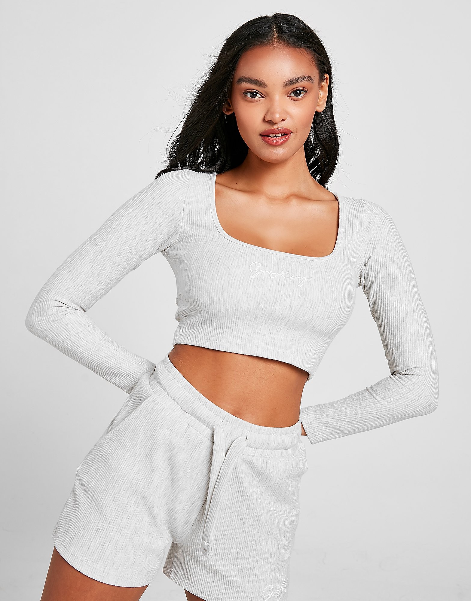 

Gym King Sky Script Long Sleeve Texture T-Shirt - Grey, Grey