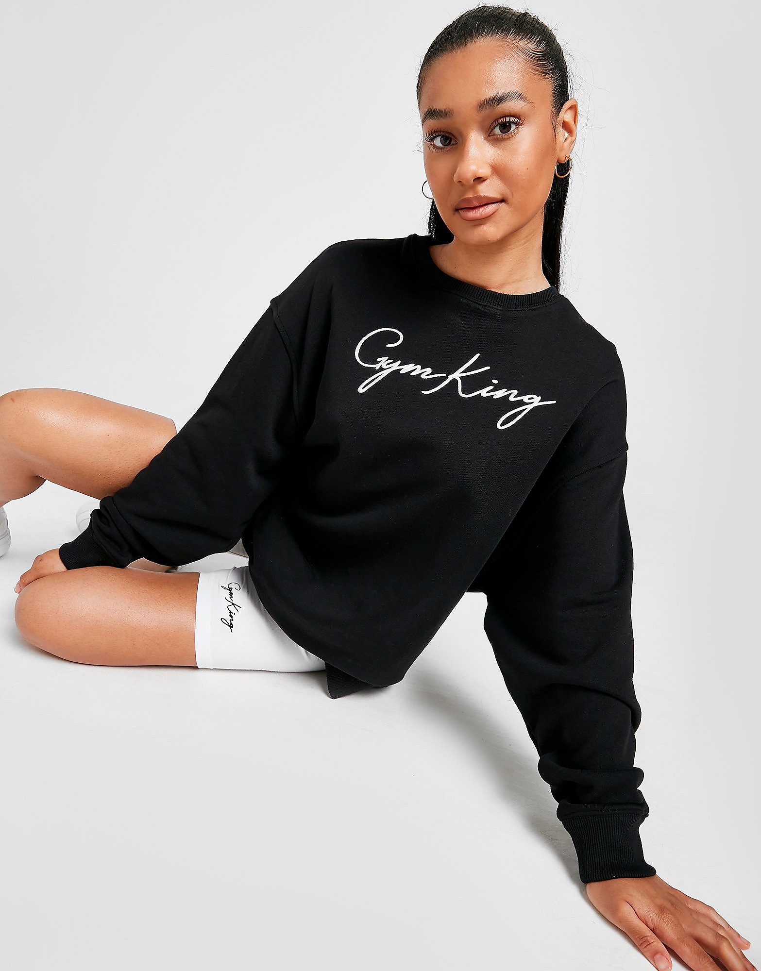 

Gym King Script Oversized Crew Sweatshirt - Black - Womens, Black