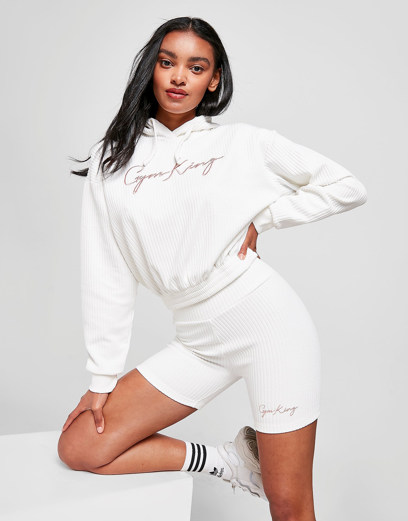 

Gym King Waffle Boyfriend Hoodie - White - Womens, White