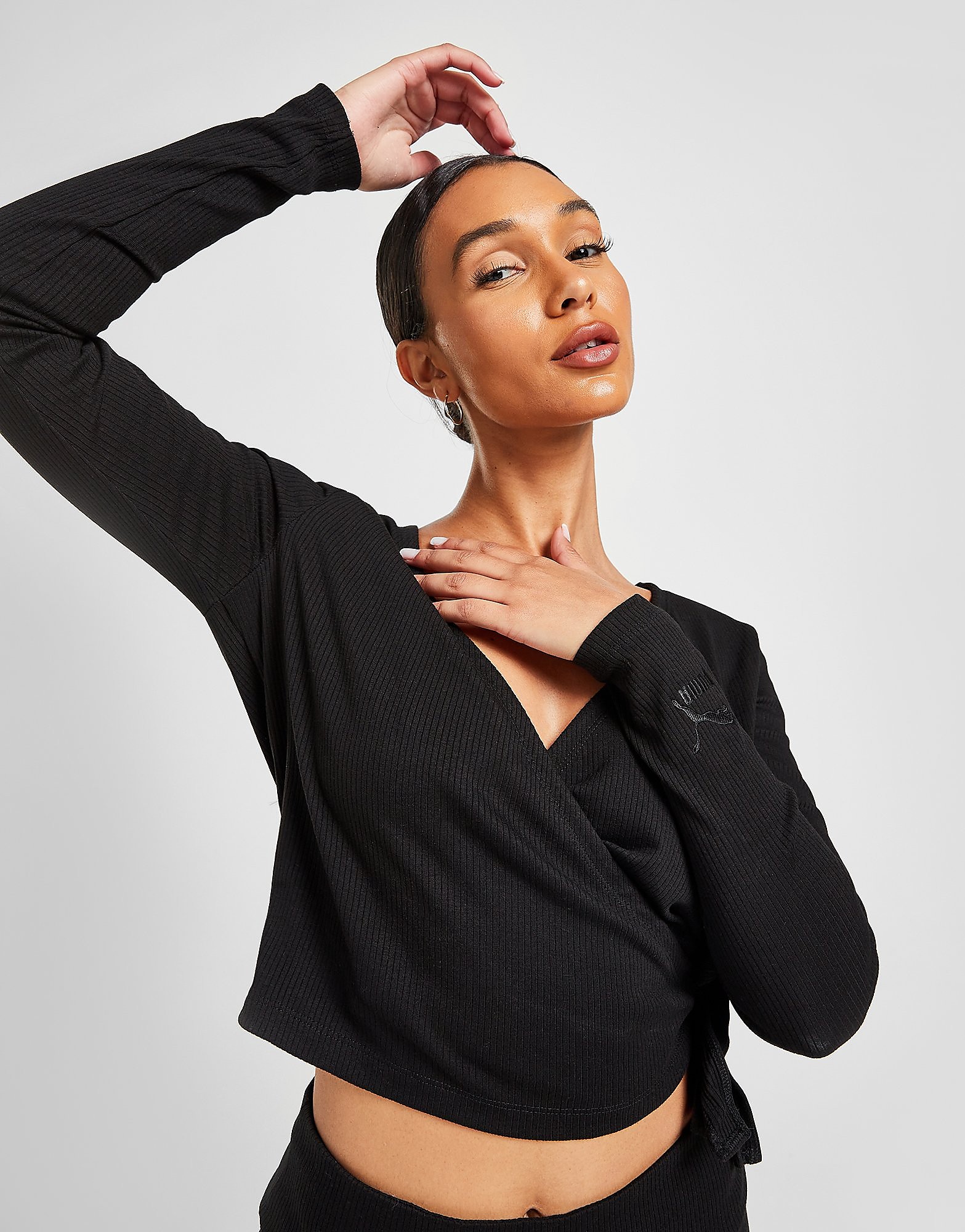 

Puma Classic Rib Wrap Long Sleeve Top - Black - Womens, Black
