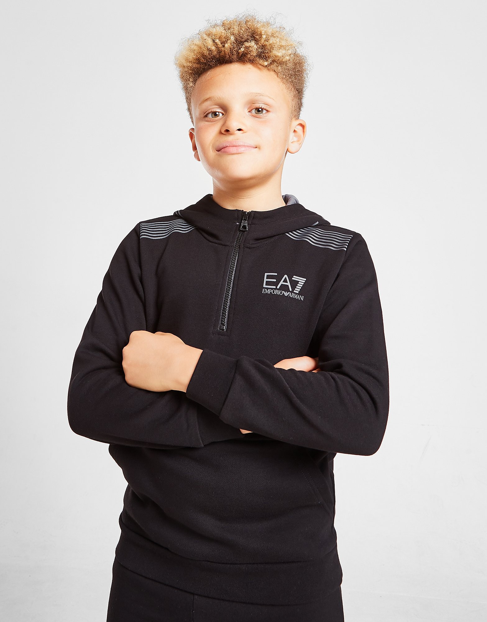 

Emporio Armani EA7 7 Lines 1/4 Zip Hoodie Junior - Black - Kids, Black