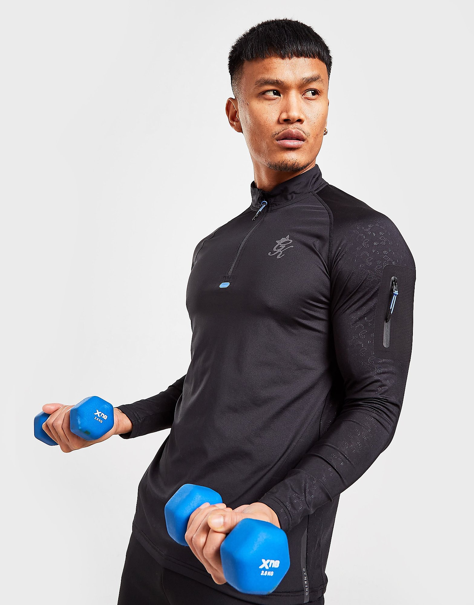

Gym King 1/4 Zip Hex Funnel Top - Black - Mens, Black