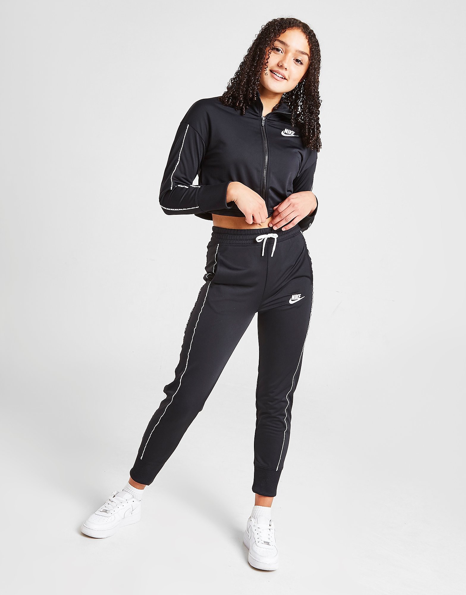 

Nike Girls' High-Waisted Tracksuit Junior - Black/White/White - Kids, Black/White/White