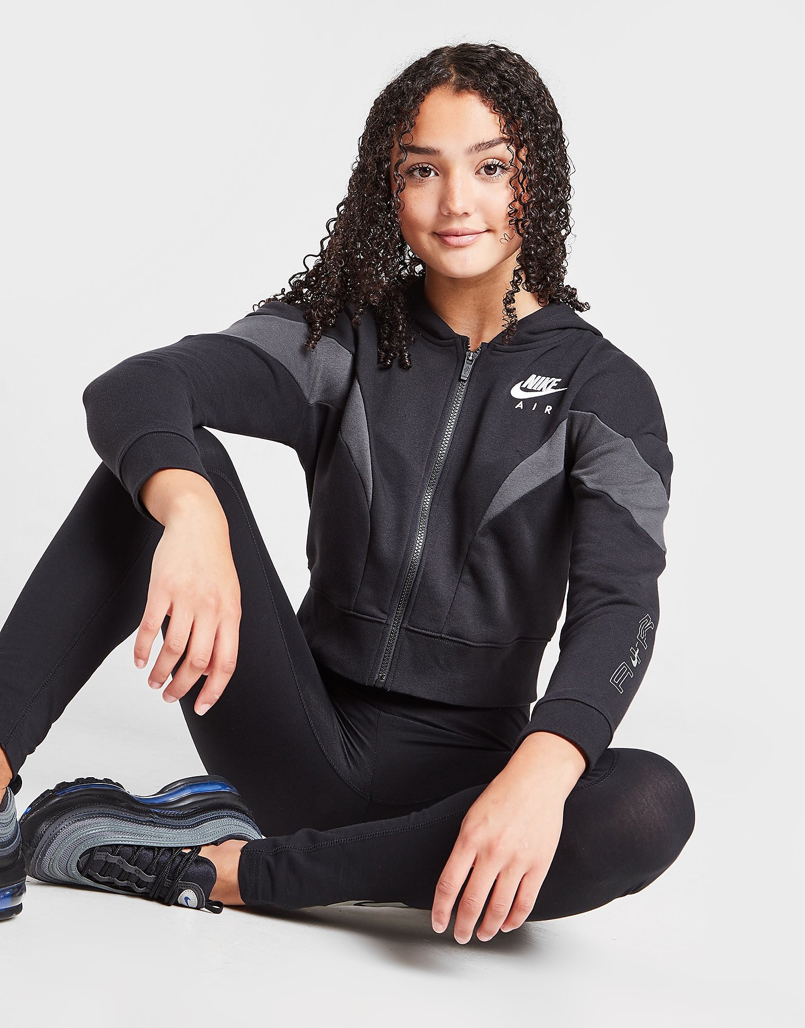 

Nike Girls' Air Full Zip Hoodie Junior - Black/Dark Smoke Grey/White - Kids, Black/Dark Smoke Grey/White