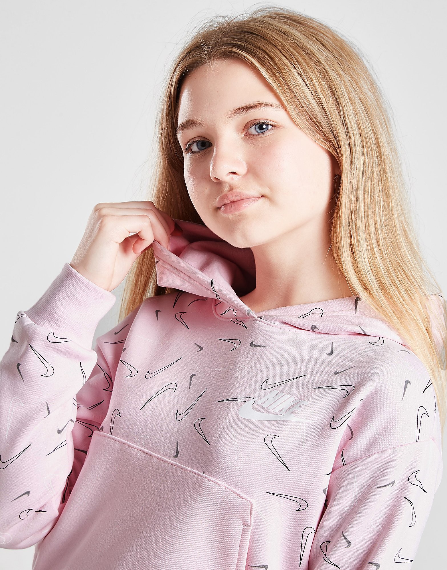 

Nike Girls' All Over Swoosh Print Hoodie Junior - Pink Foam/White - Kids, Pink Foam/White