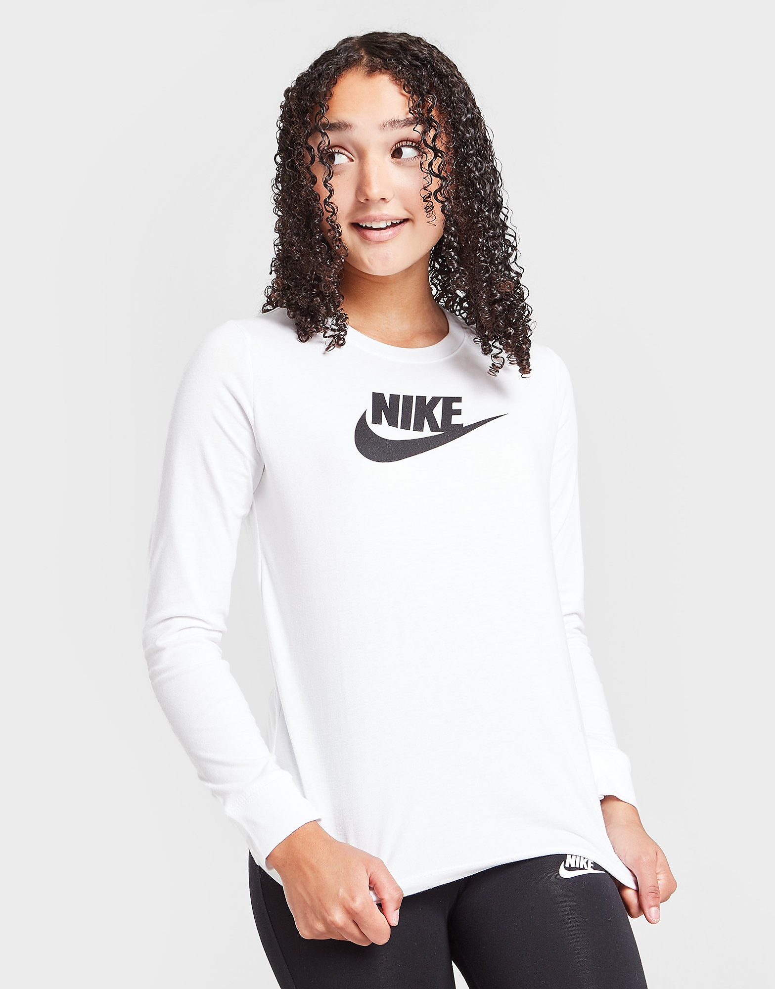 

Nike Girls' Futura Long Sleeve T-Shirt Junior - White - Kids, White