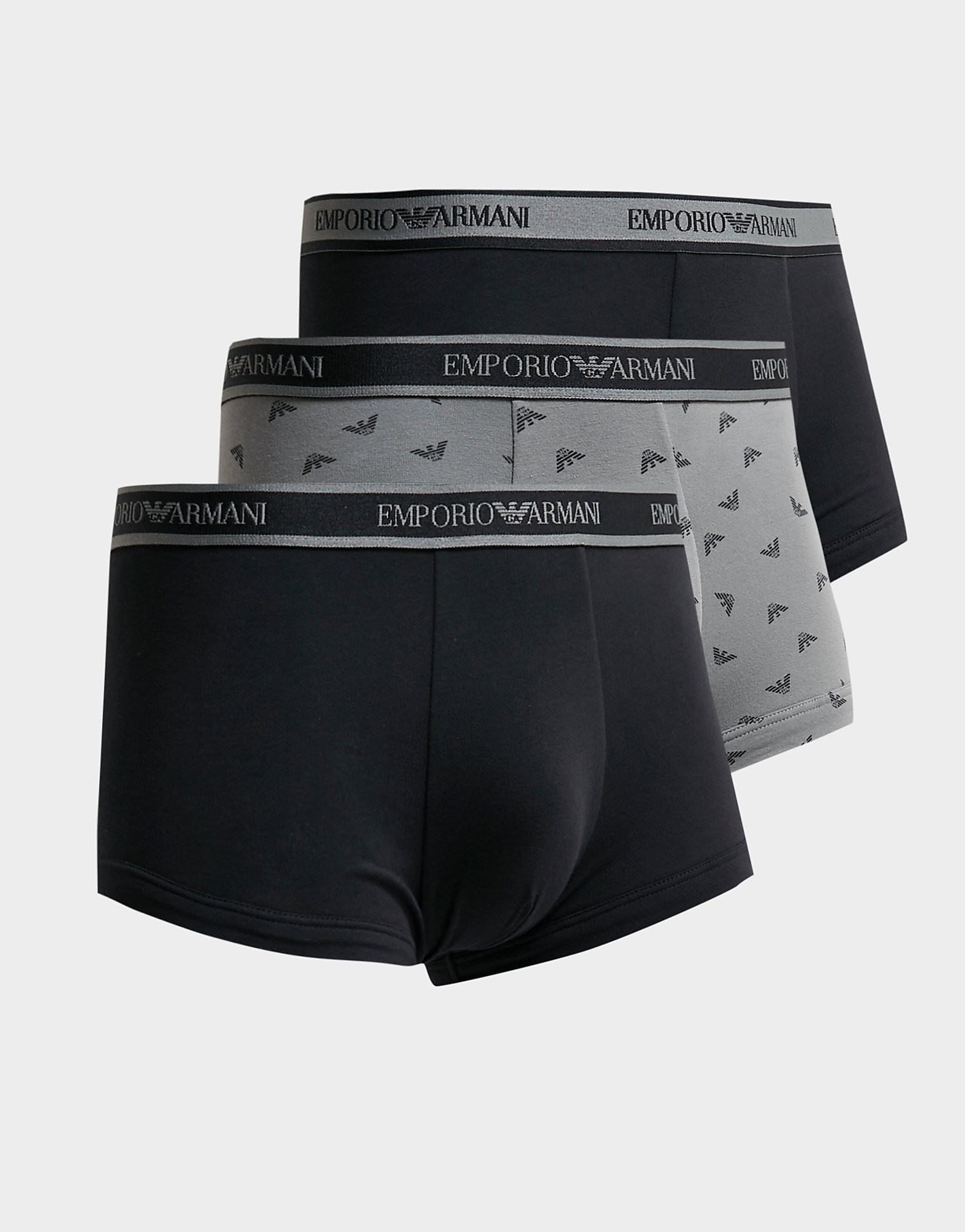 Emporio Armani Loungewear 3 Pack Trunks - Black/Grey - Mens, Black/Grey