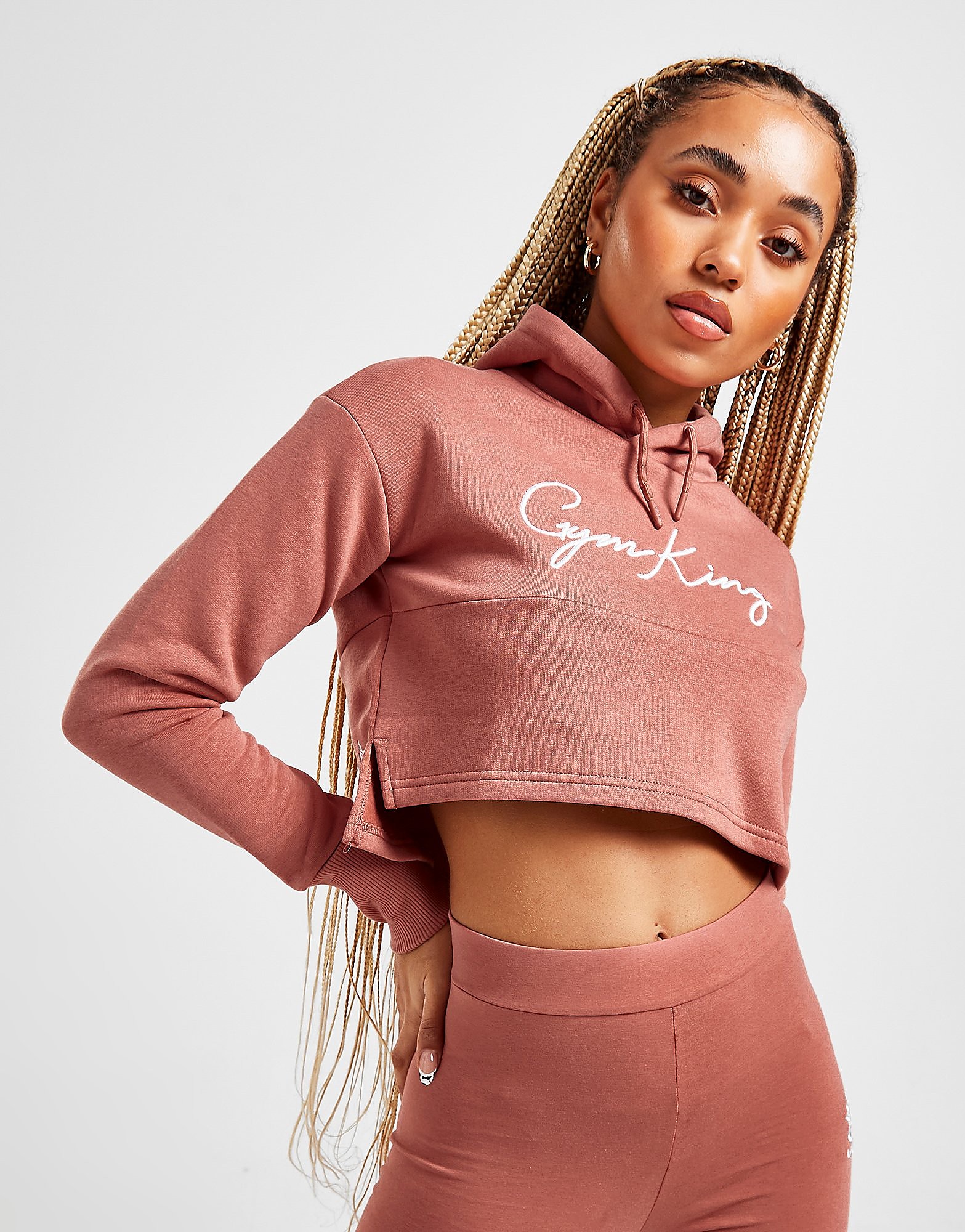 Gym King Sky Crop Logo Hoodie - Only at JD - Pink - Womens, Pink