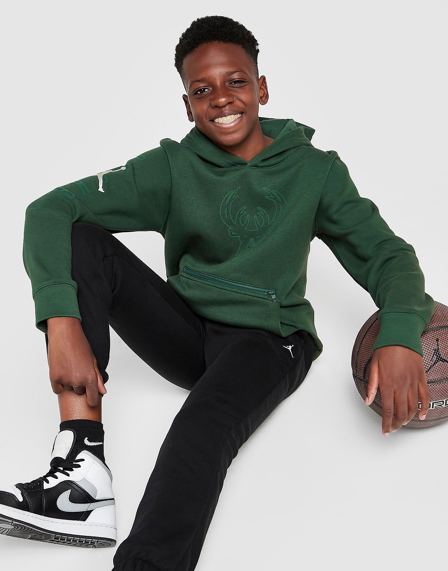 

Jordan NBA Milwaukee Bucks Statement Hoodie Junior - Green - Kids, Green