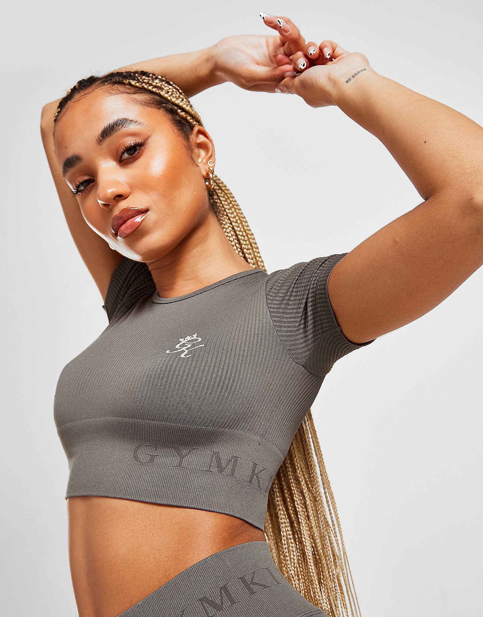 

Gym King Rib Short Sleeve Crop T-Shirt - Grey - Womens, Grey