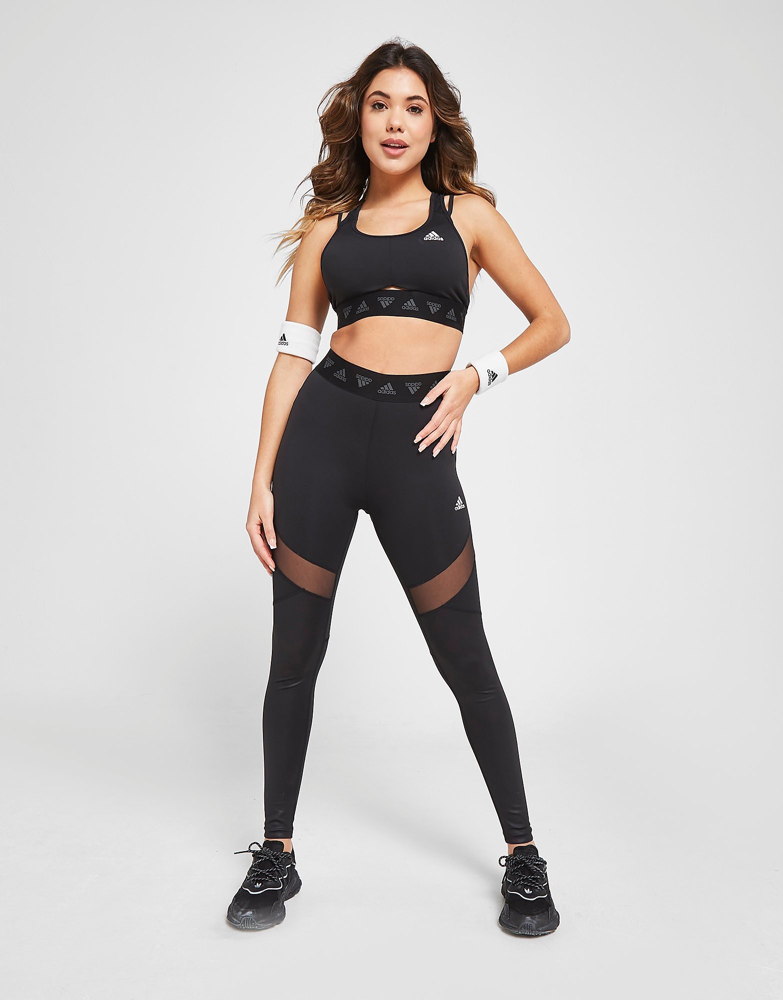 

adidas Shine Tape Tights - Black - Womens, Black