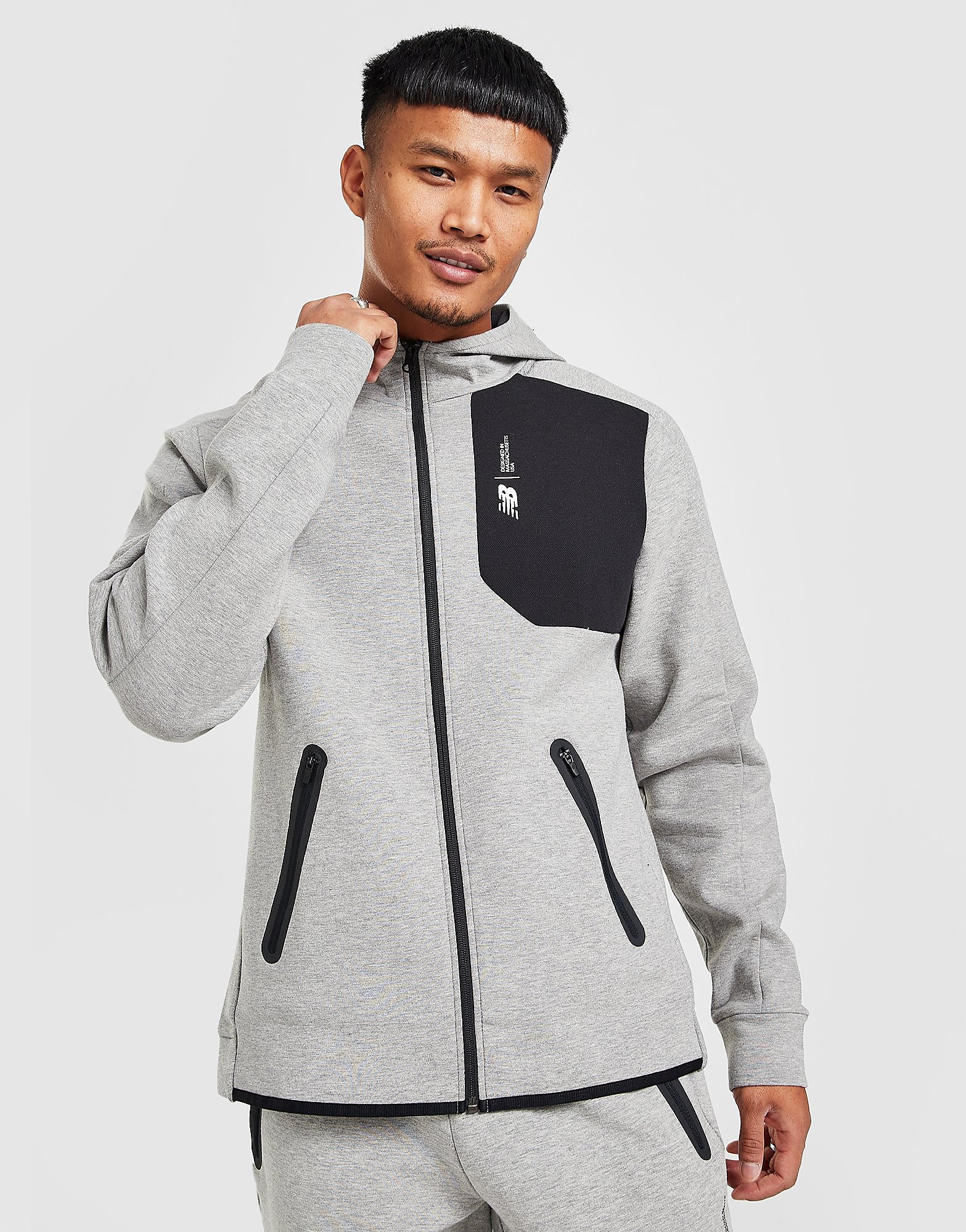 

New Balance Fortitech Fleece Full Zip Hoodie - Grey - Mens, Grey
