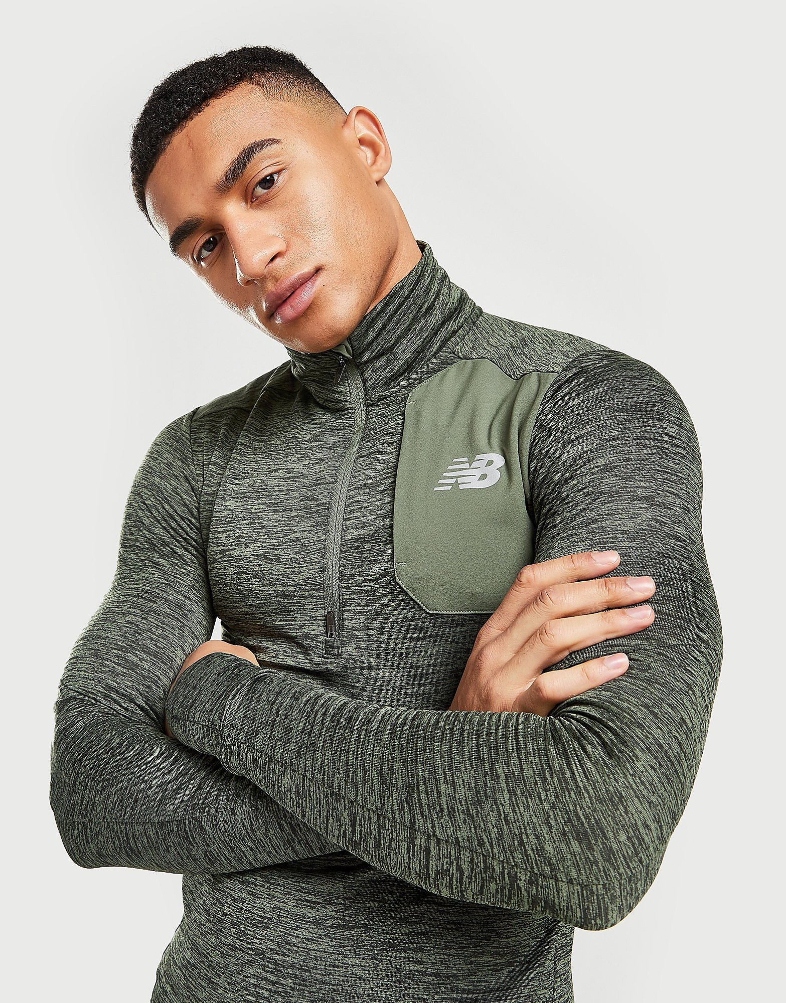 

New Balance Impact Heat Grid 1/4 Zip Track Top - Green - Mens, Green