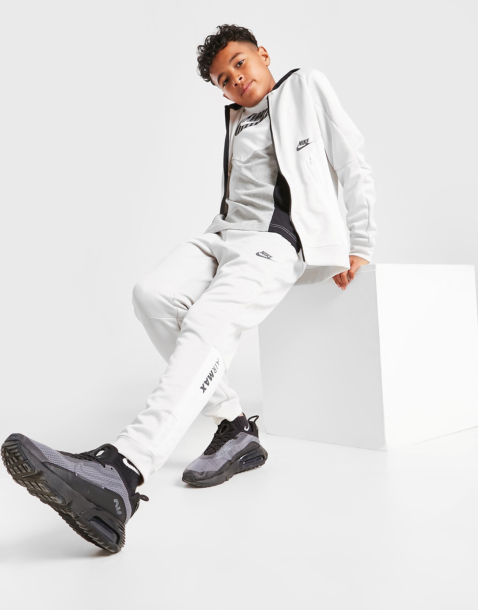 Nike Air Max Track Pants Junior - Only at JD - Light Bone/Summit White/Black - Kids, Light Bone/Summit White/Black