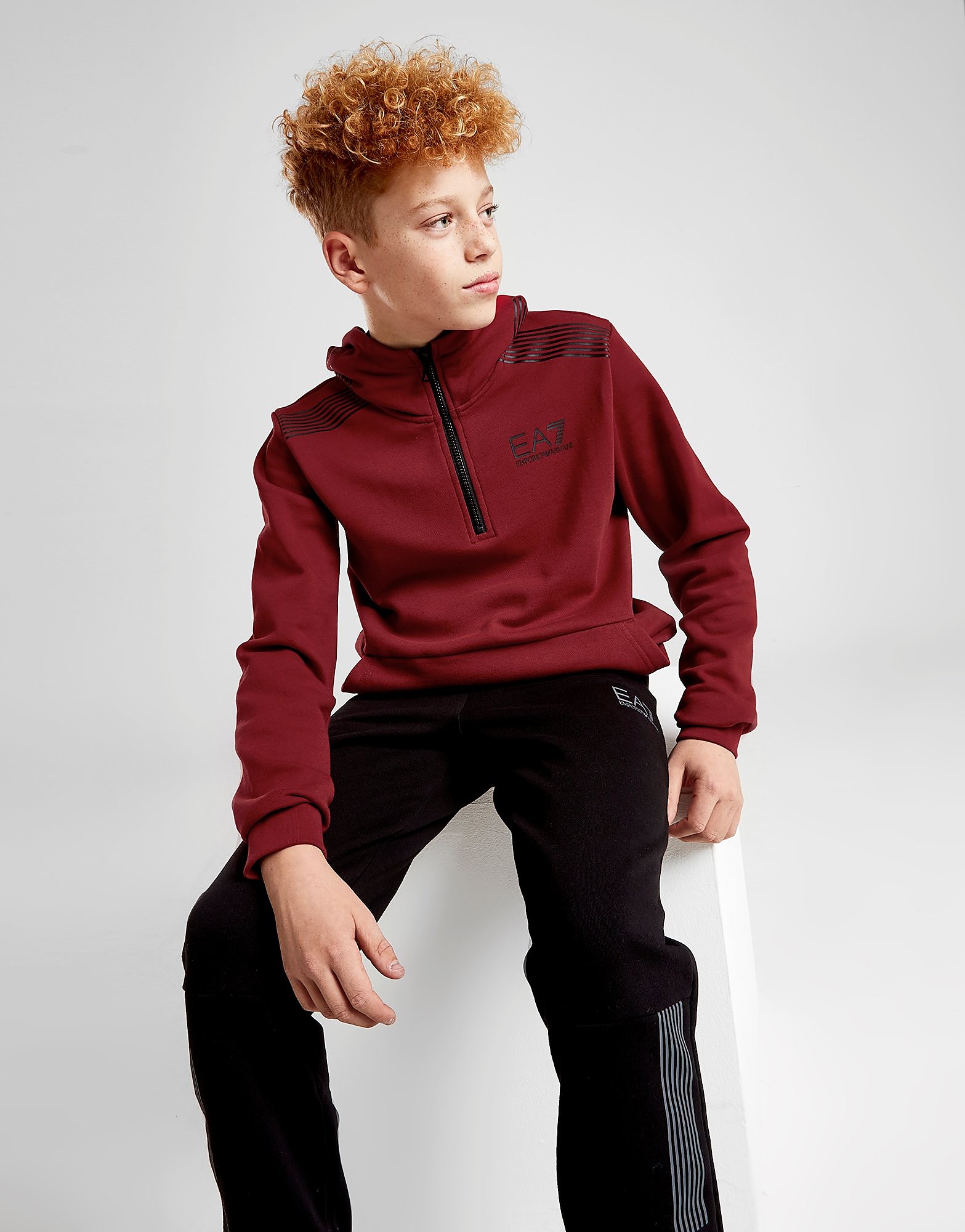

Emporio Armani EA7 7 Lines 1/4 Zip Hoodie Junior - Red - Kids, Red