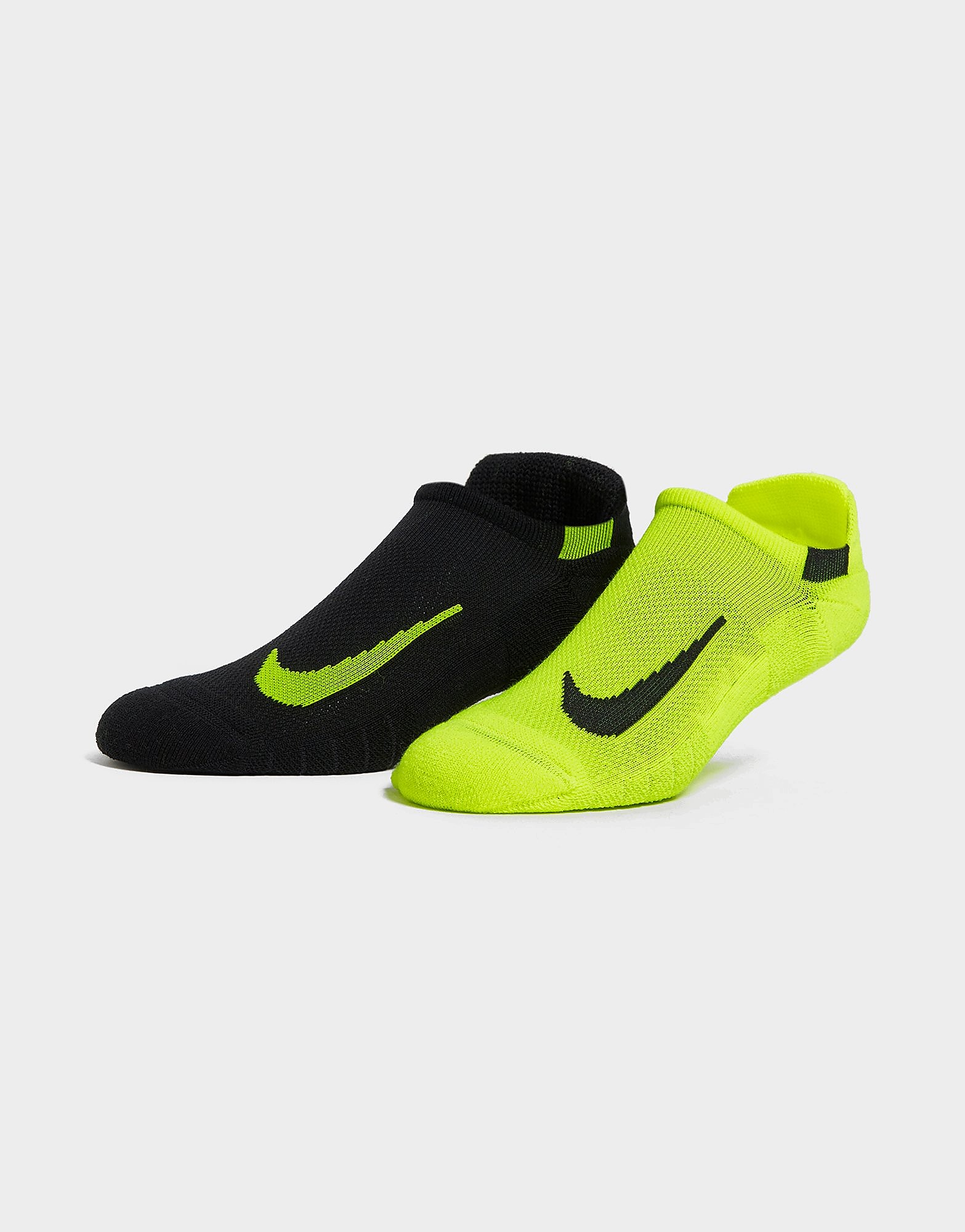 Nike 2 Pack Running No Show Socks - Black/Yellow - Mens, Black/Yellow