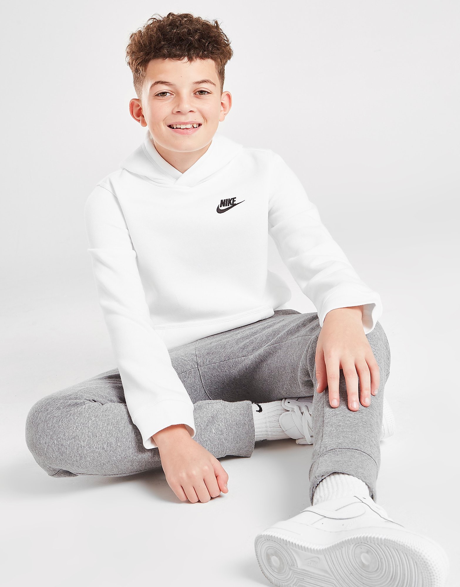 

Nike Sportswear Club Pullover Hoodie Junior - Only at JD - White/Black - Kids, White/Black