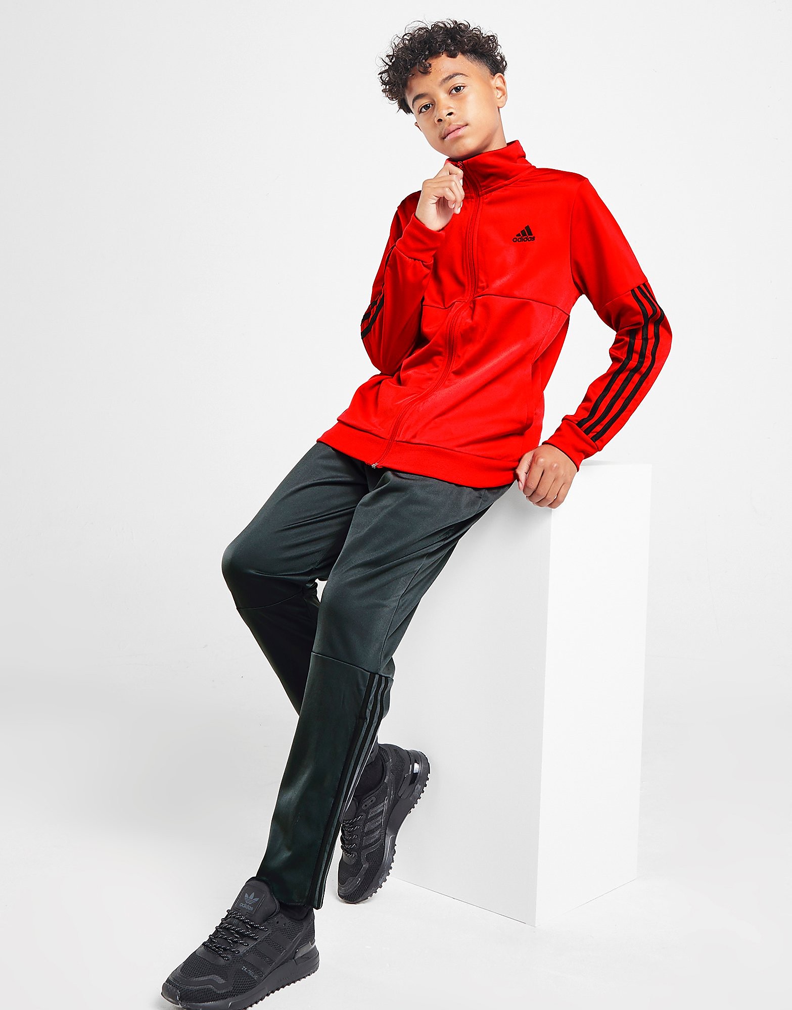 

adidas 3-Stripes Team Tracksuit Junior - Vivid Red / Black - Kids, Vivid Red / Black