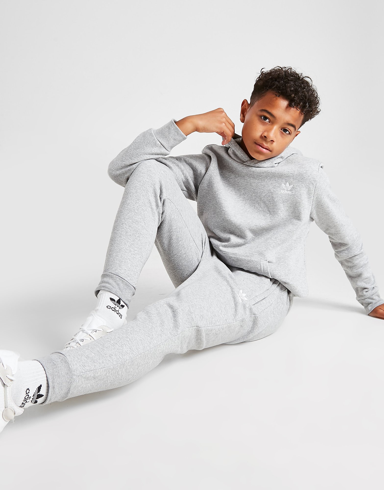 

adidas Originals Trefoil Essential Hoodie Junior - Medium Grey Heather / White - Kids, Medium Grey Heather / White