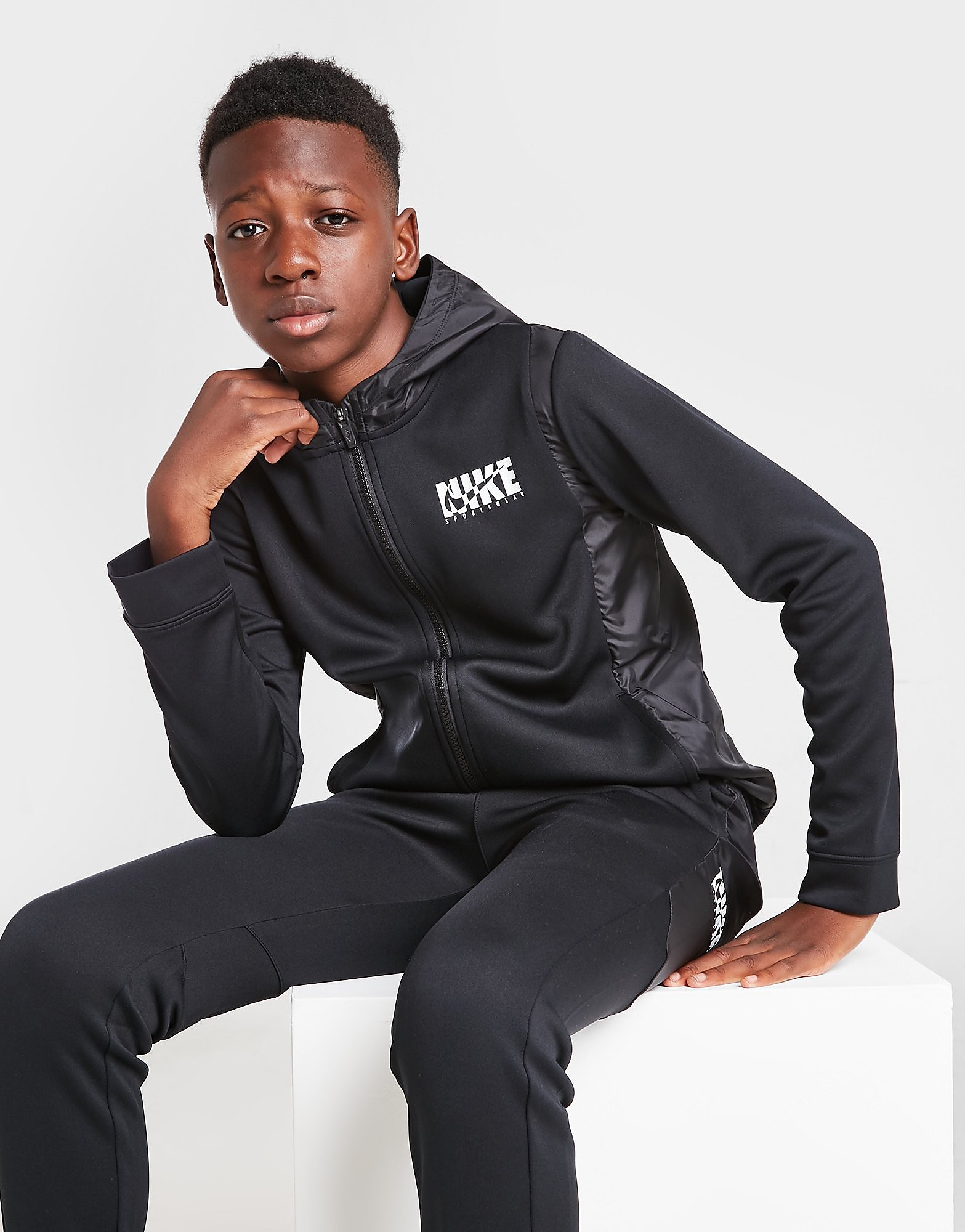 

Nike Woven Overlay Tracksuit Junior - Black/Black/White - Kids, Black/Black/White