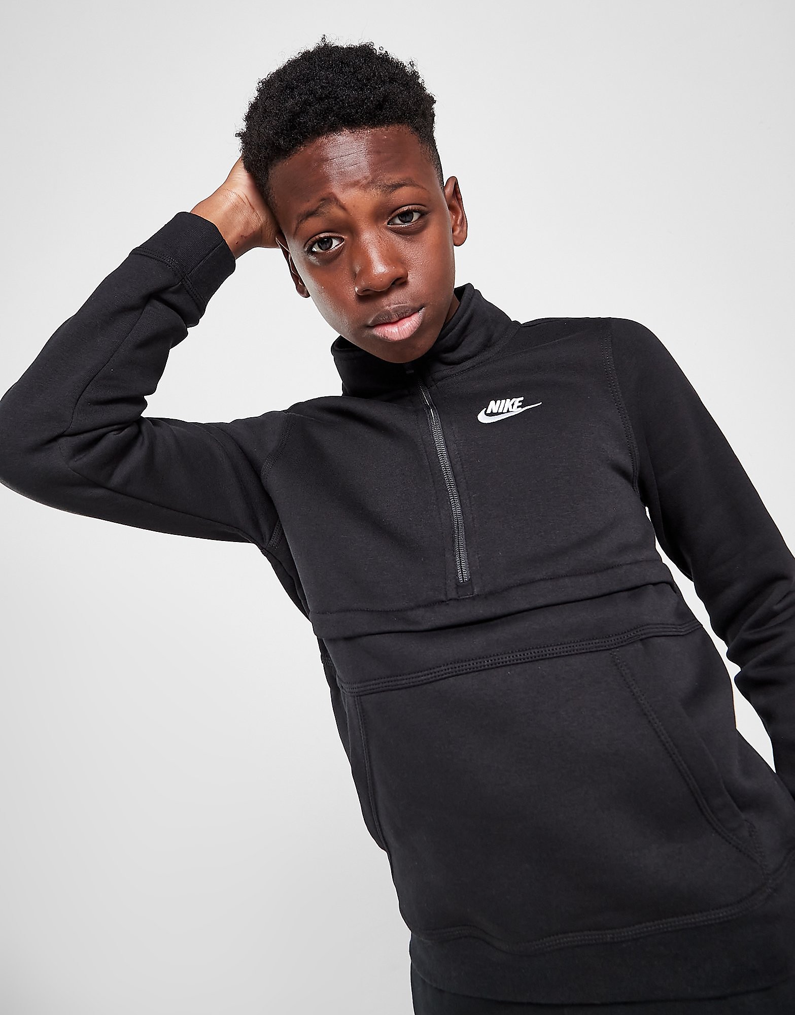 

Nike Club 1/2 Zip Top Junior - Black/White - Kids, Black/White