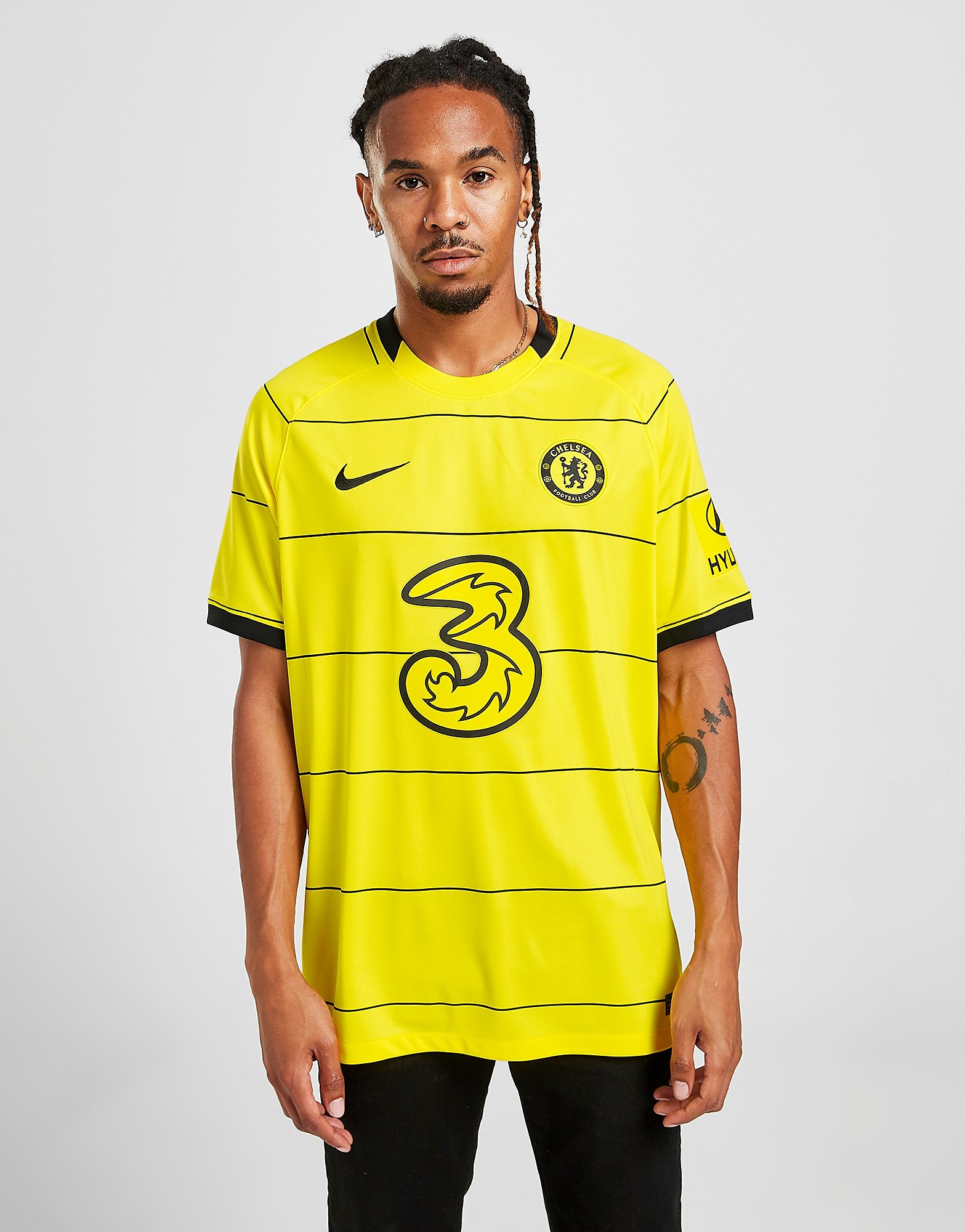 Nike Chelsea FC 2021/22 Away Shirt - Opti Yellow/Black - Mens, Opti Yellow/Black