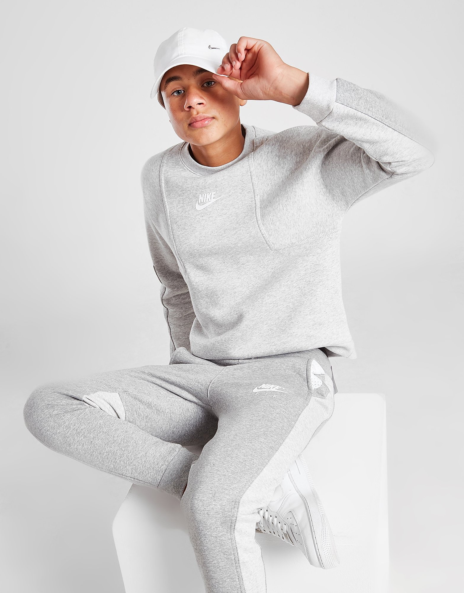 

Nike Air Crew Sweatshirt Junior - Grey Heather/Dark Grey Heather/White - Kids, Grey Heather/Dark Grey Heather/White