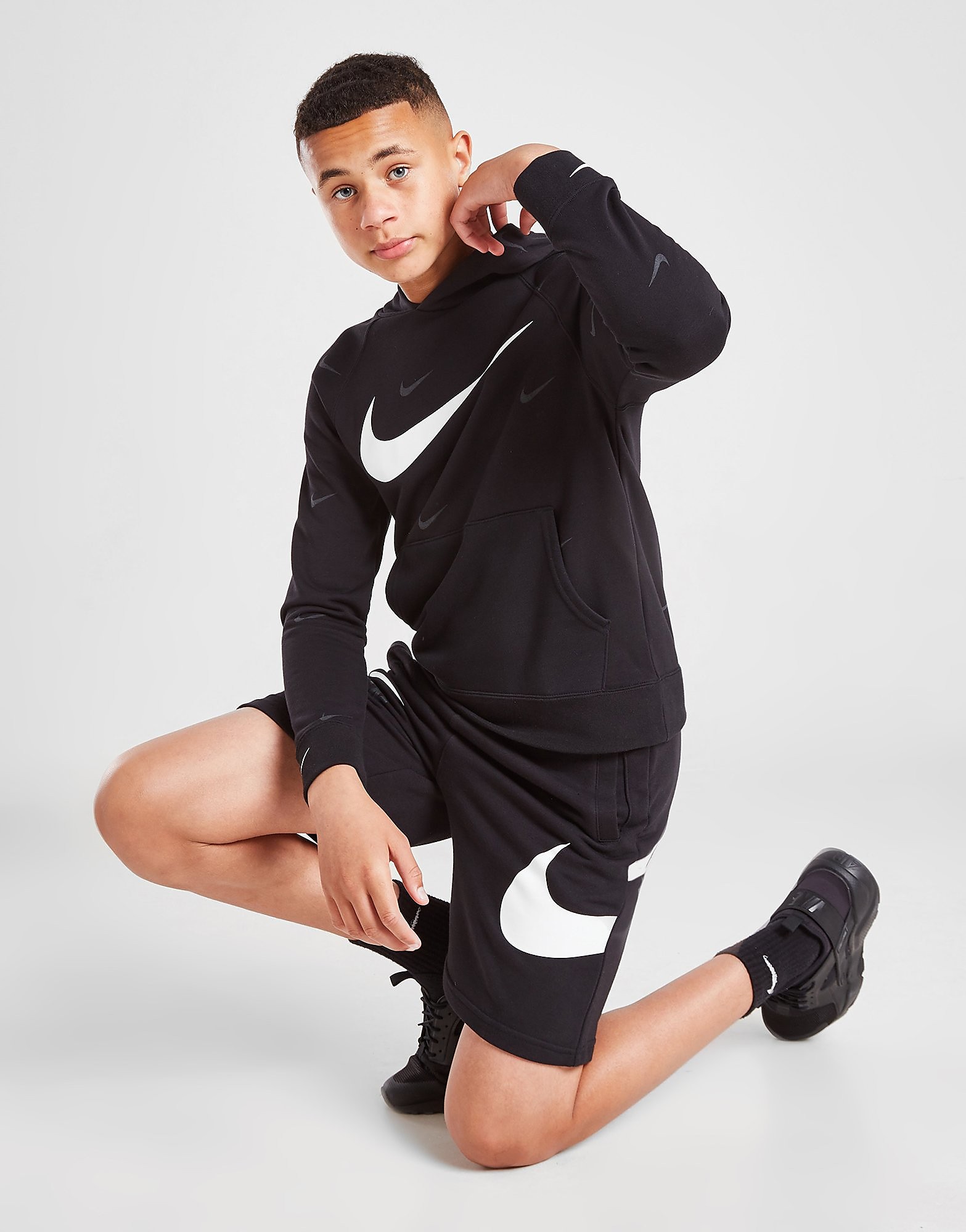 

Nike Swoosh Fleece Shorts Junior - Black/White - Kids, Black/White
