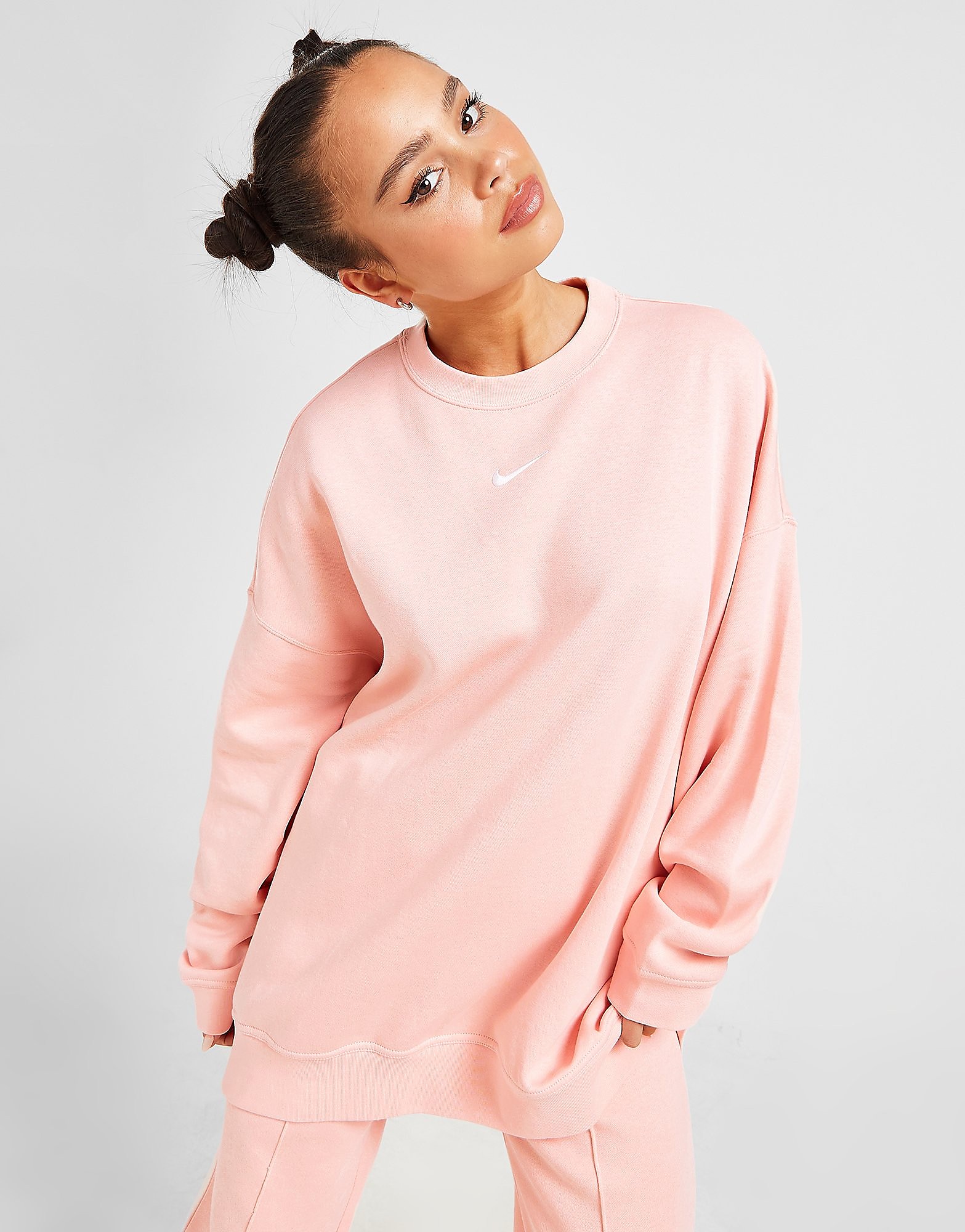 

Nike Essential Oversized Fleece Sweatshirt - Pale Coral/White - Womens, Pale Coral/White