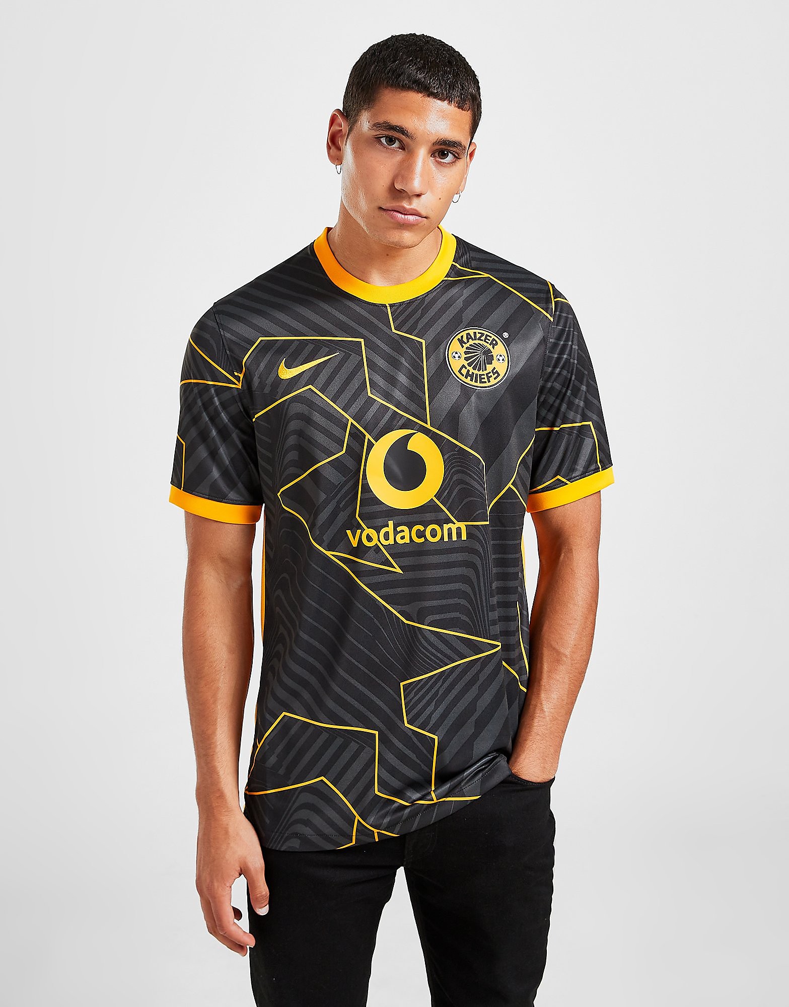 Nike Kaizer Chiefs FC 2021/22 Away Shirt - Black/Taxi - Mens, Black/Taxi