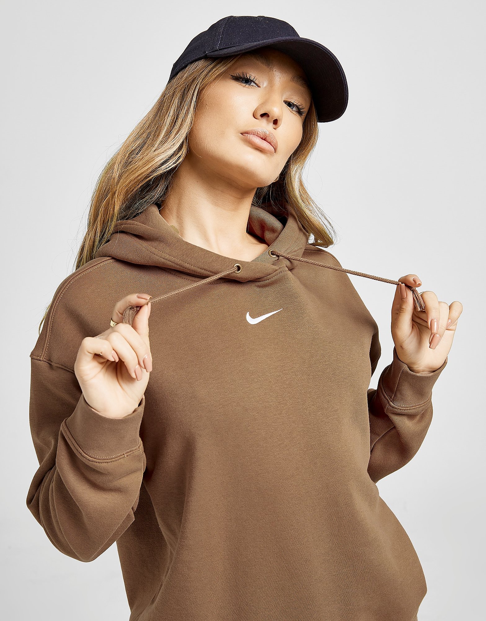 

Nike Essential Oversized Fleece Hoodie - Archaeo Brown/White - Womens, Archaeo Brown/White
