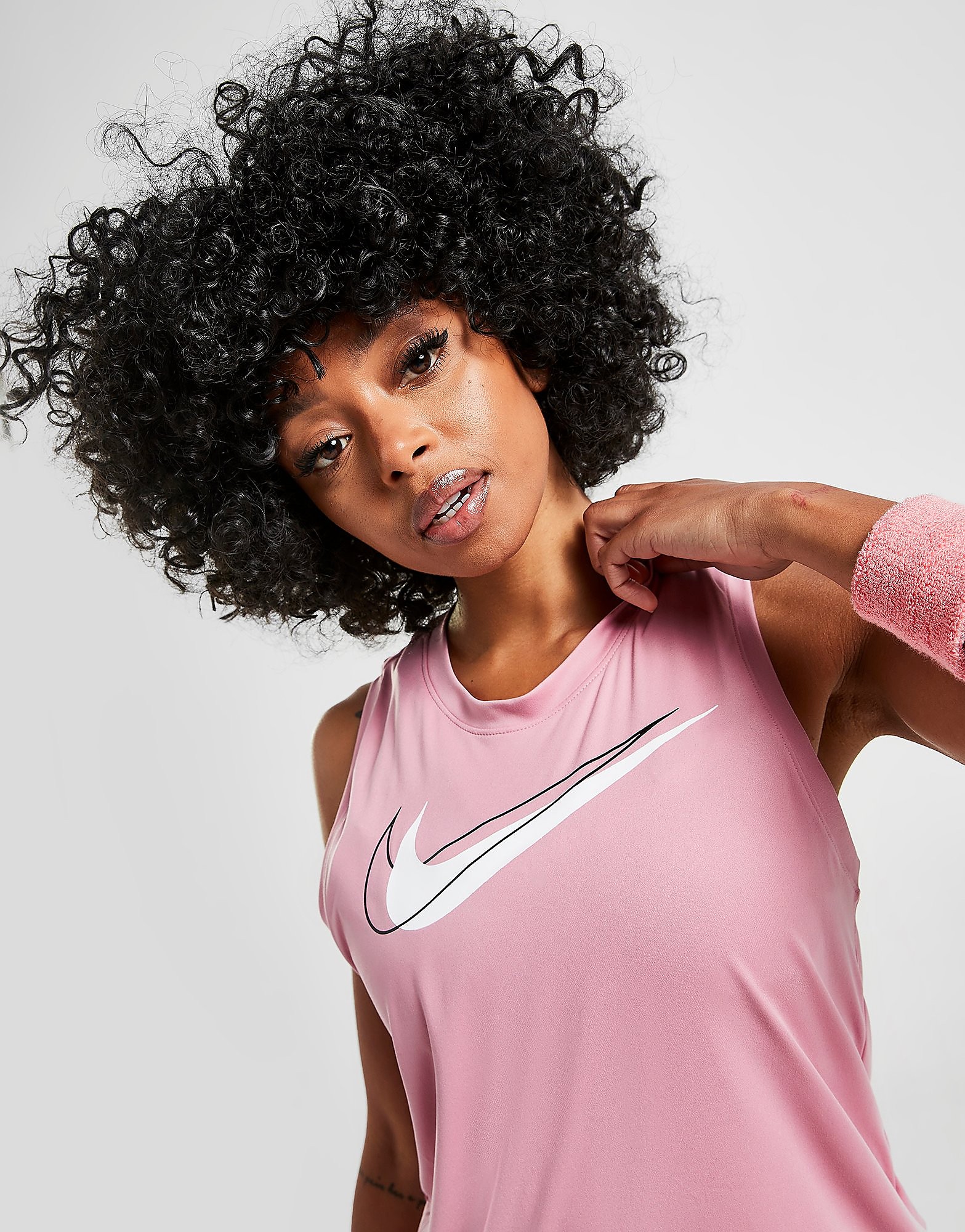 Nike Running Double Swoosh Tank Top - Only at JD - Elemental Pink/White - Womens, Elemental Pink/White