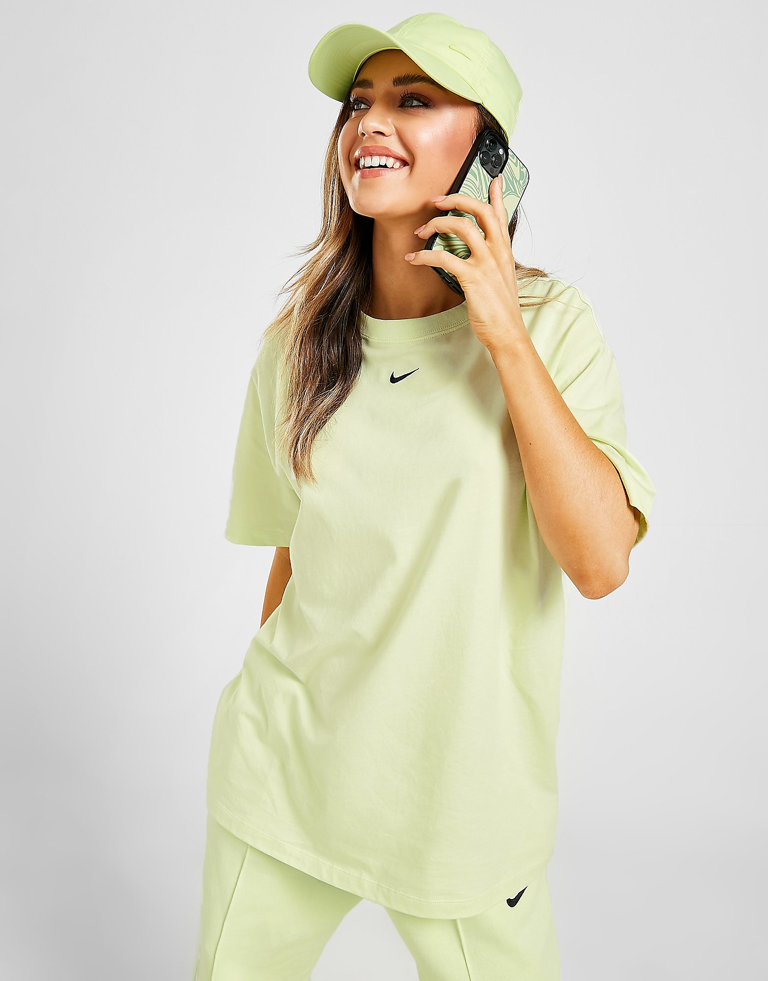 

Nike Sportswear Essential Oversized T-Shirt - Lime Ice/Black - Womens, Lime Ice/Black