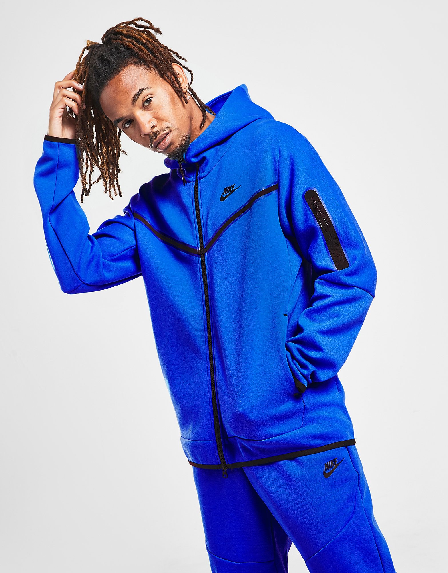 

Nike Tech Fleece Full Zip Hoodie - Signal Blue/Black - Mens, Signal Blue/Black