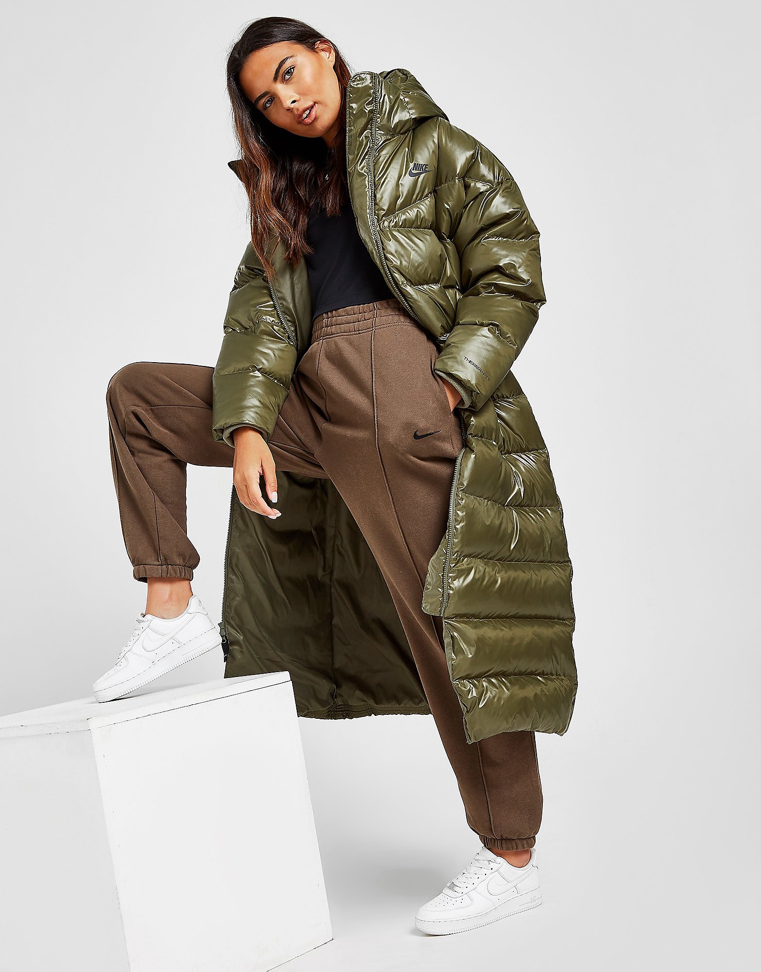 

Nike City Hooded Parka Jacket - Medium Olive/Black - Womens, Medium Olive/Black