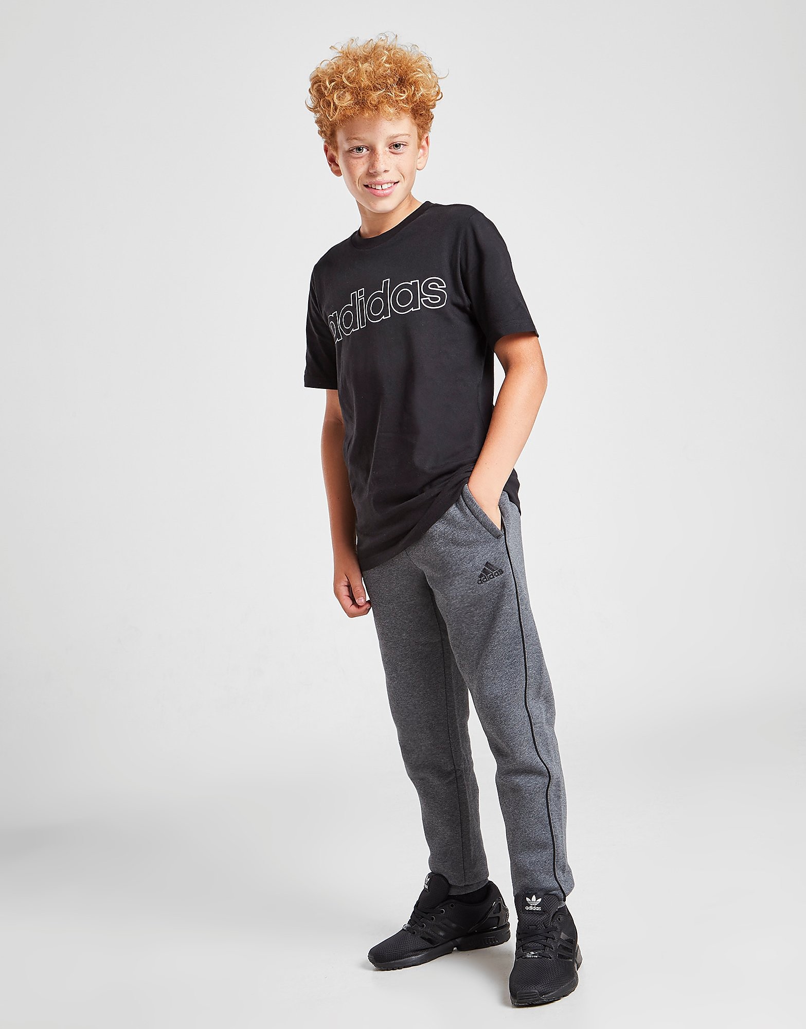 

adidas Core 18 Joggers Junior - Dark Grey Heather / Black - Kids, Dark Grey Heather / Black