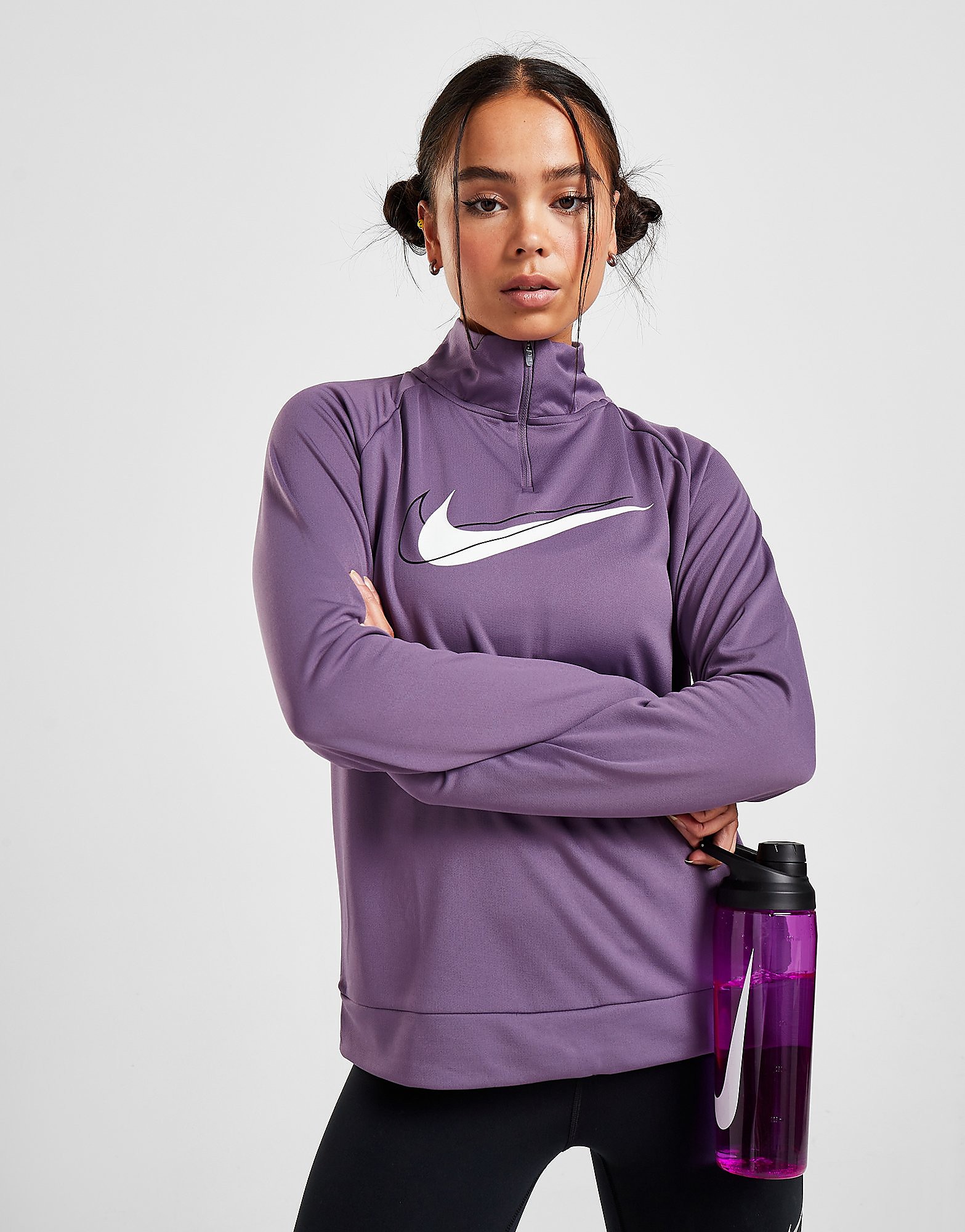 

Nike Running Double Swoosh 1/4 Zip Top - Amethyst Smoke/White - Womens, Amethyst Smoke/White