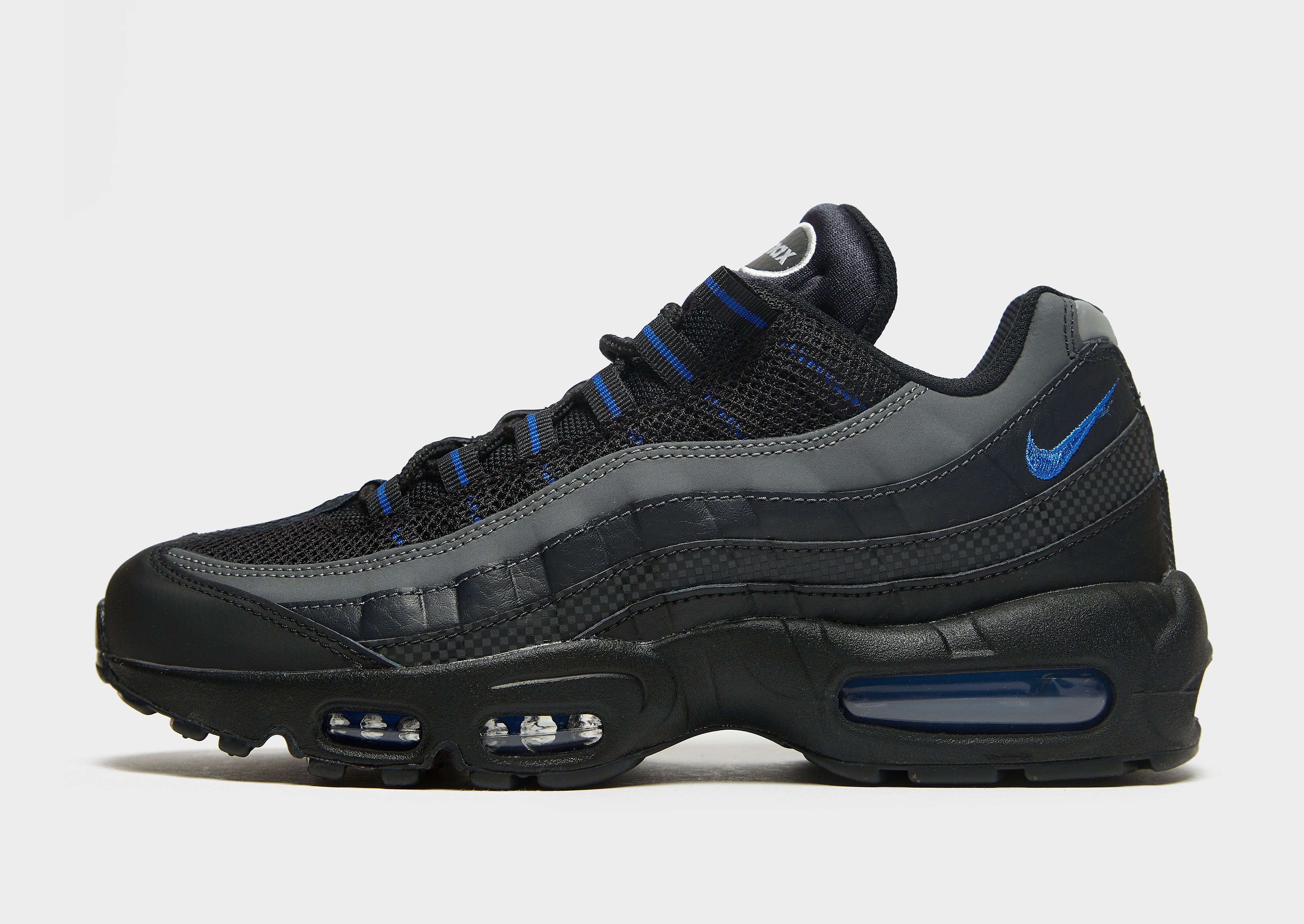 Nike Air Max 95 - Only at JD - Black/Off-Noir/Dark Smoke Grey/Game Royal - Mens, Black/Off-Noir/Dark Smoke Grey/Game Royal