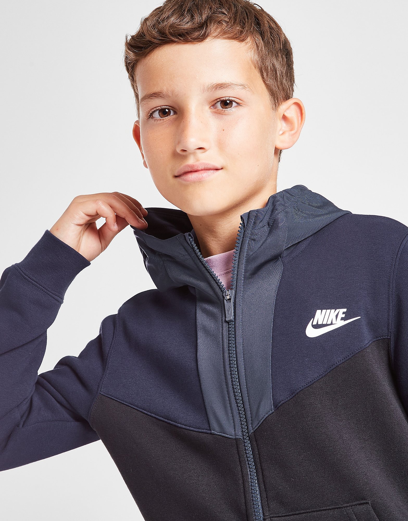 

Nike Hybrid Fleece Full Zip Hoodie Junior - Only at JD - Obsidian/Black/Thunder Blue/White - Kids, Obsidian/Black/Thunder Blue/White