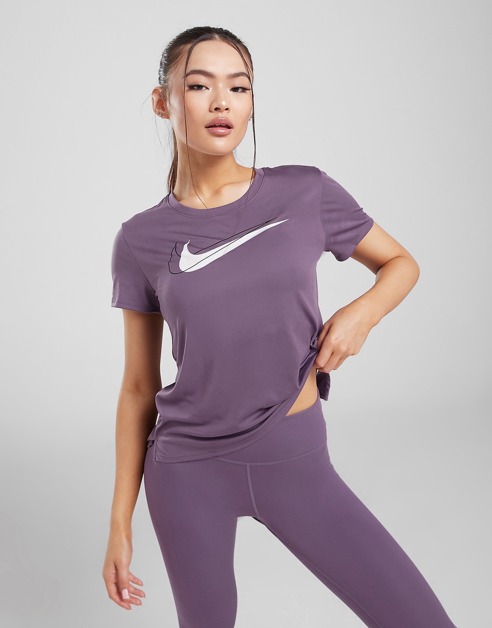 Nike Double Swoosh Running T-Shirt - Amethyst Smoke/White - Womens, Amethyst Smoke/White