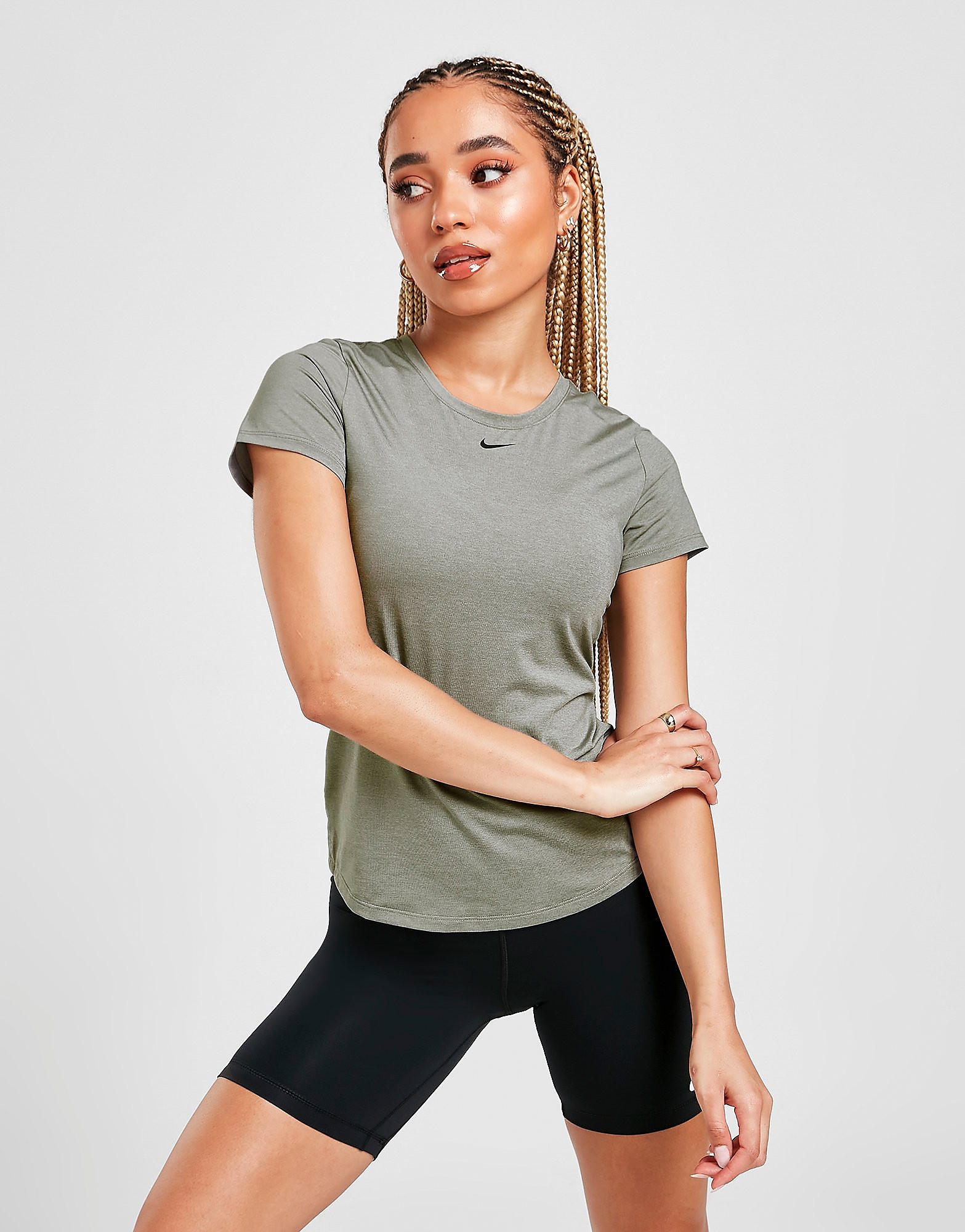 

Nike Training One Slim Fit Top - Particle Grey/Heather/Black - Womens, Particle Grey/Heather/Black