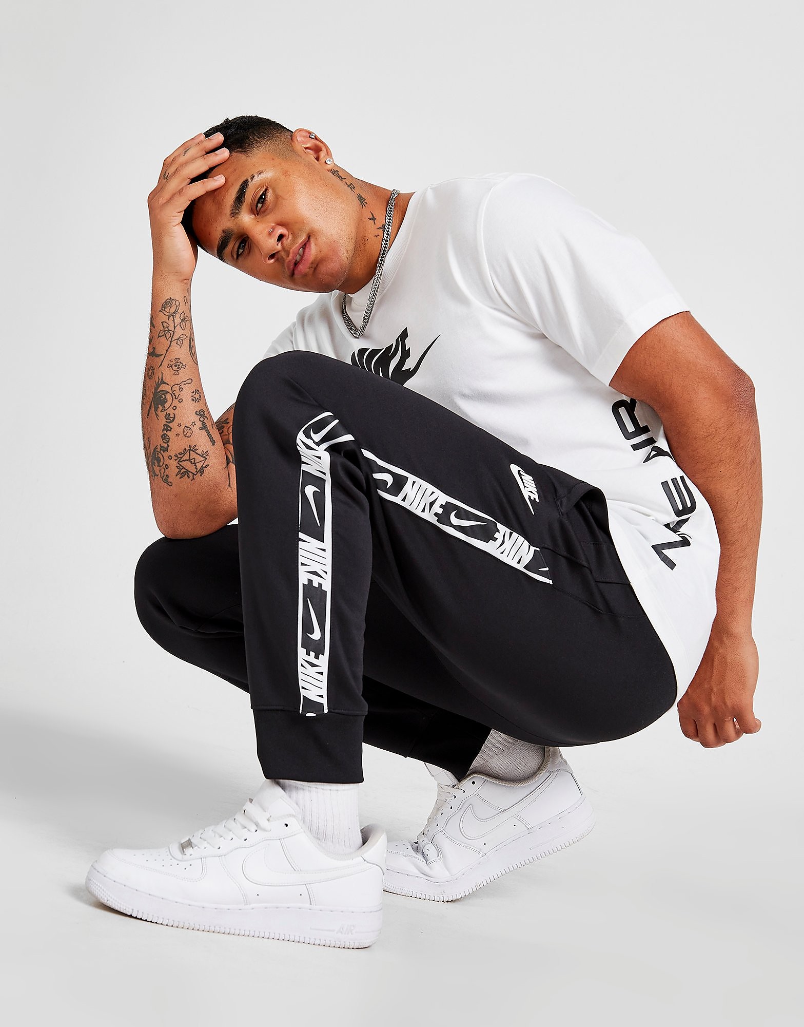 

Nike Repeat Tape Joggers - Black/Black/White - Mens, Black/Black/White