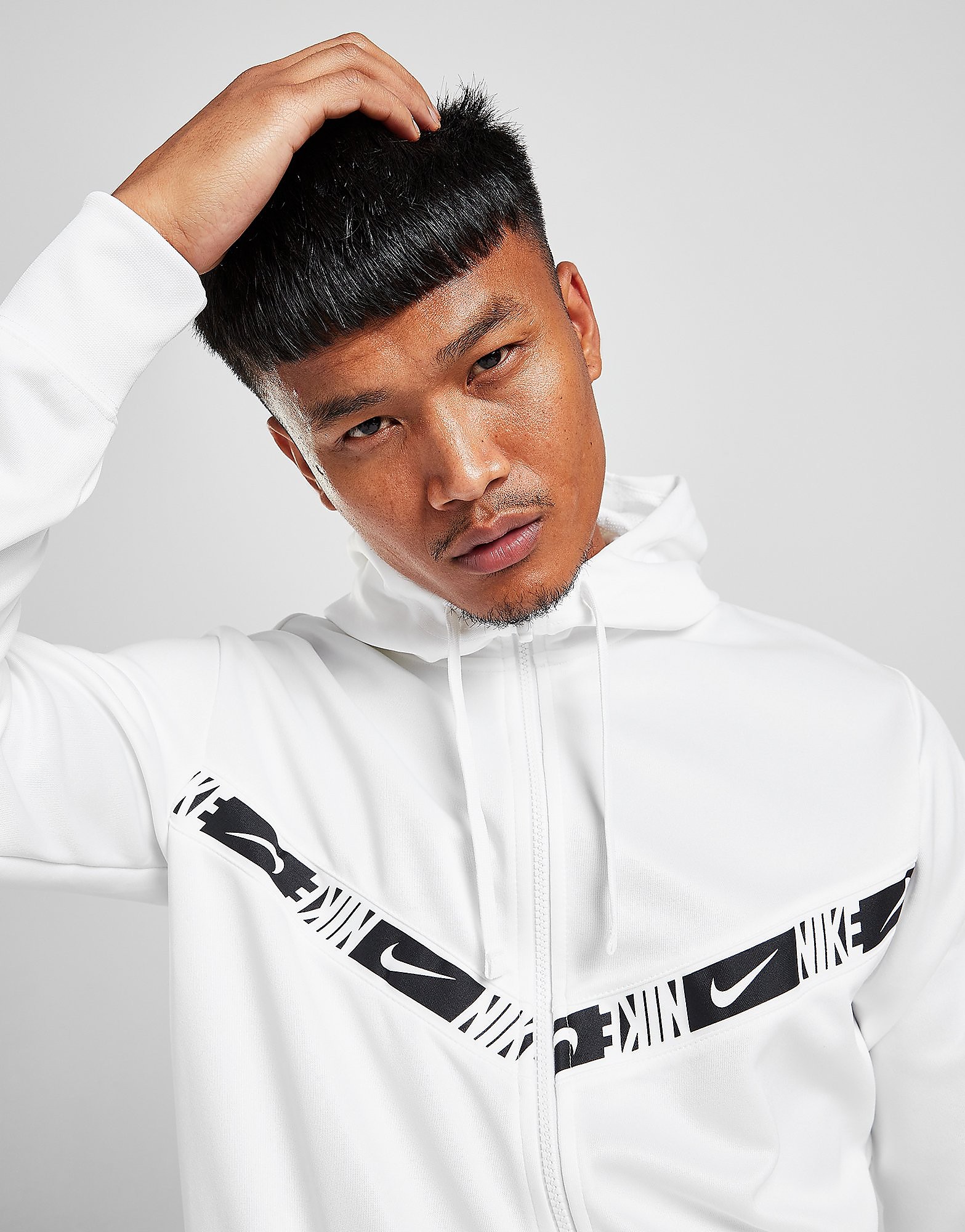 

Nike Repeat Poly Full Zip Hoodie - White/White/Black - Mens, White/White/Black
