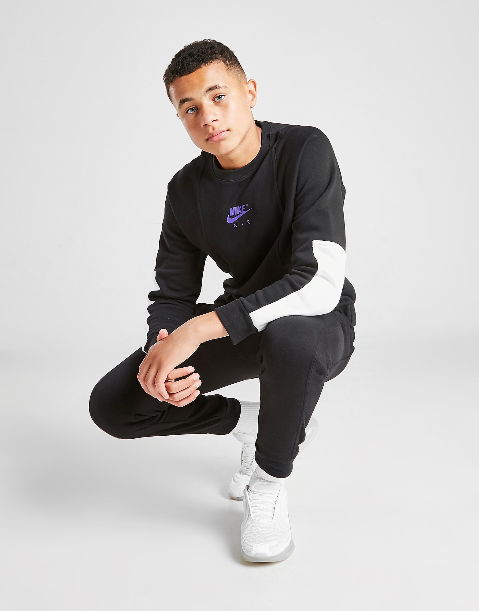 

Nike Air Crew Sweatshirt Junior - Black/White/Rush Violet - Kids, Black/White/Rush Violet