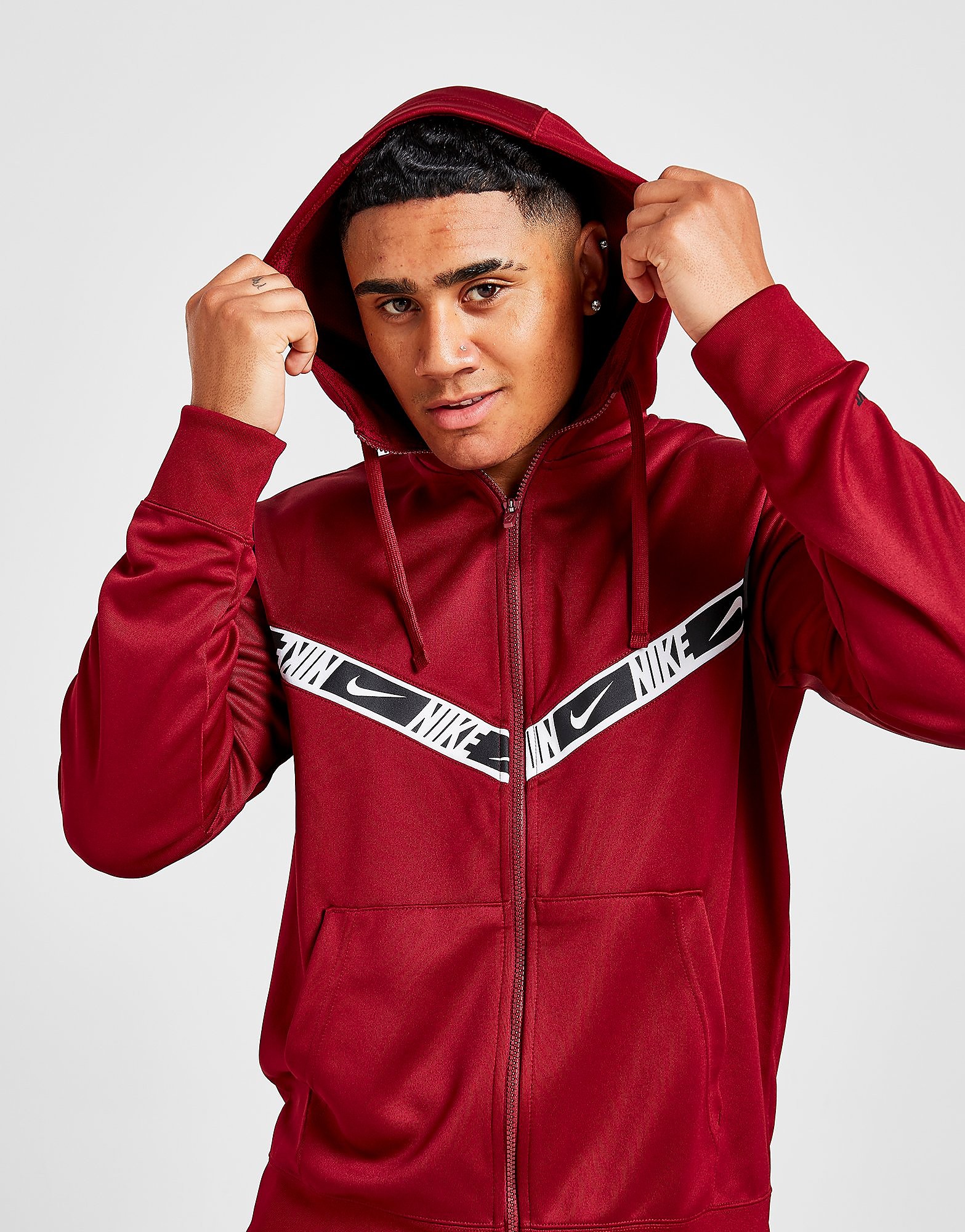 

Nike Repeat Poly Full Zip Hoodie - Team Red/Team Red/Black - Mens, Team Red/Team Red/Black