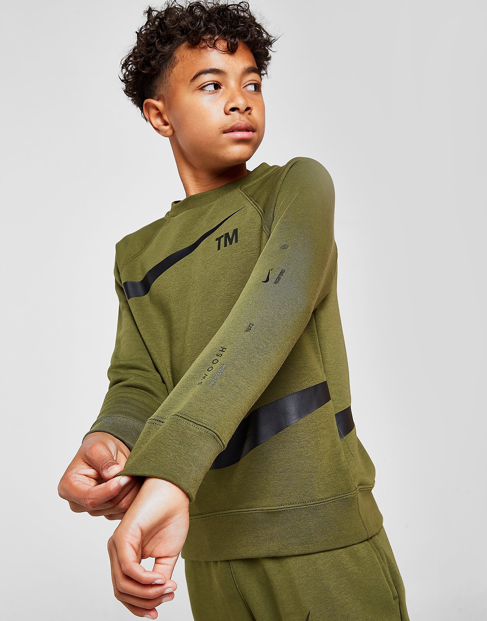 

Nike Fleece Swoosh Crew Sweatshirt Junior - Rough Green/Black - Kids, Rough Green/Black