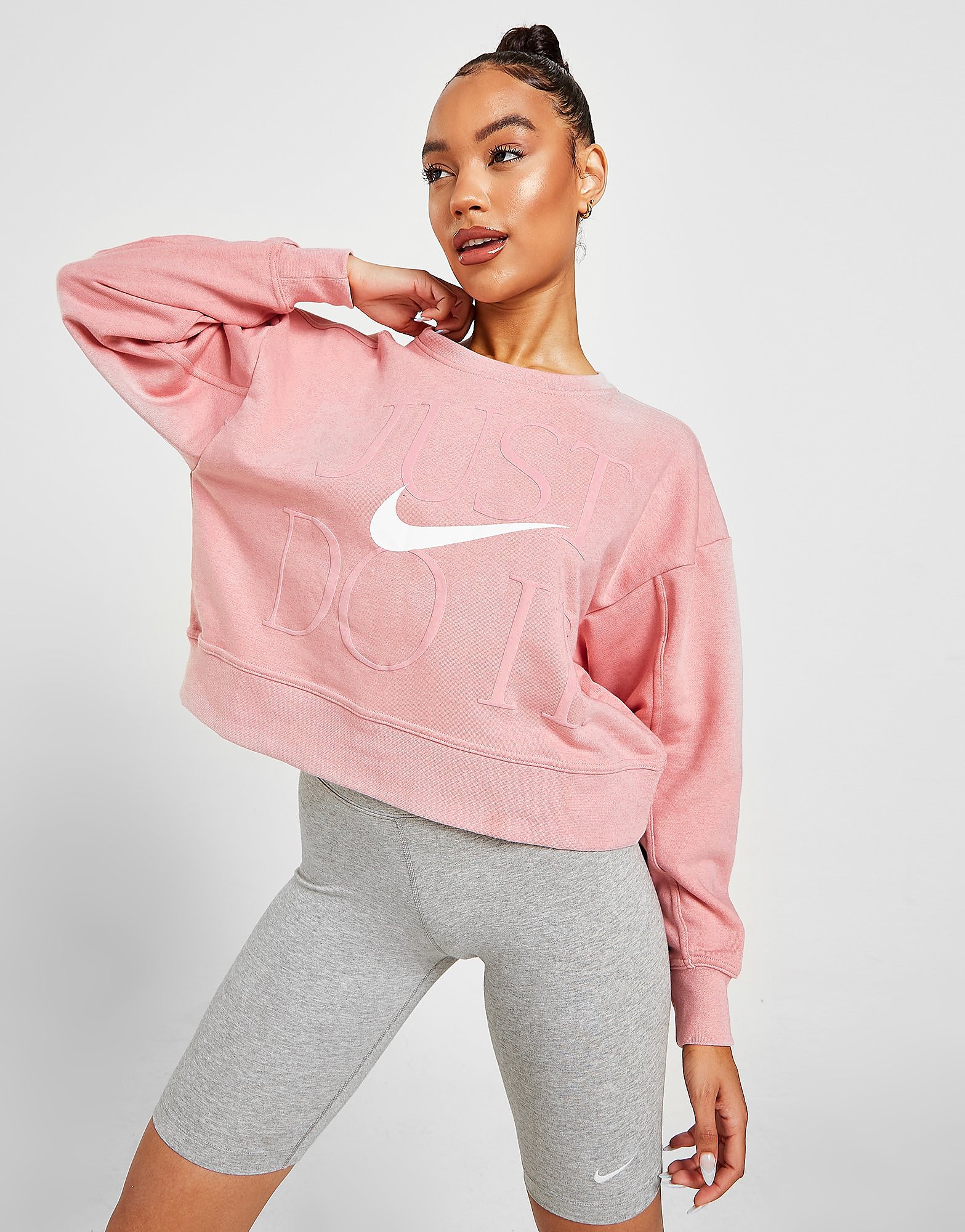

Nike Training Just Do It Crew Sweatshirt - Pink Glaze/White - Womens, Pink Glaze/White