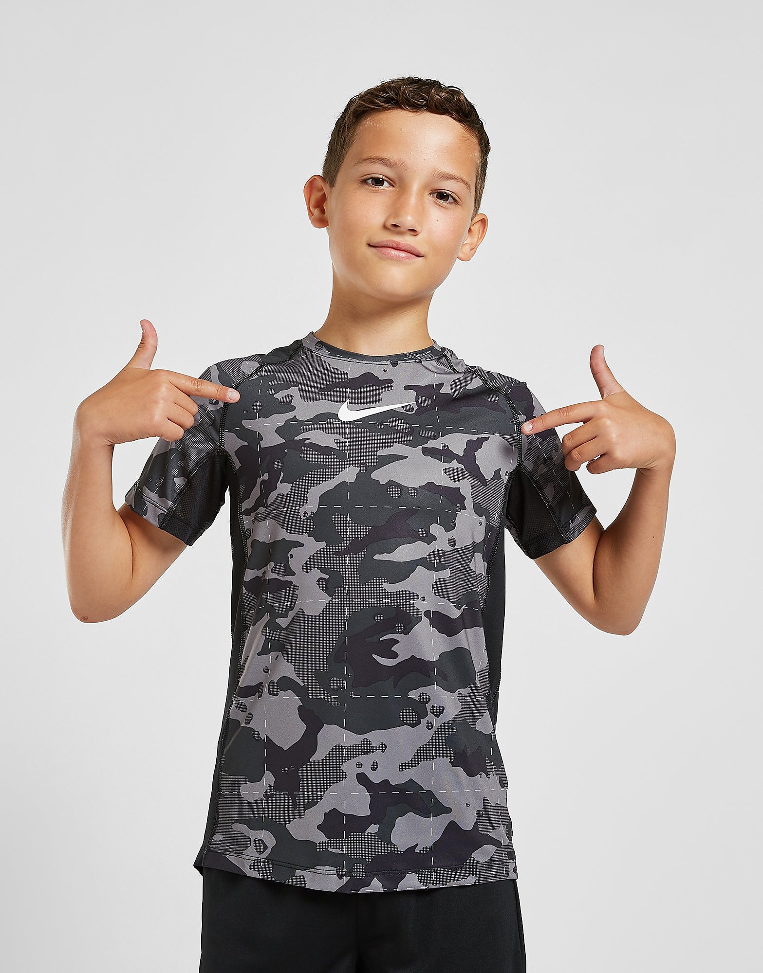 

Nike Dri-FIT All Over Print Short Sleeve T-Shirt Junior - Black/Black/White - Kids, Black/Black/White
