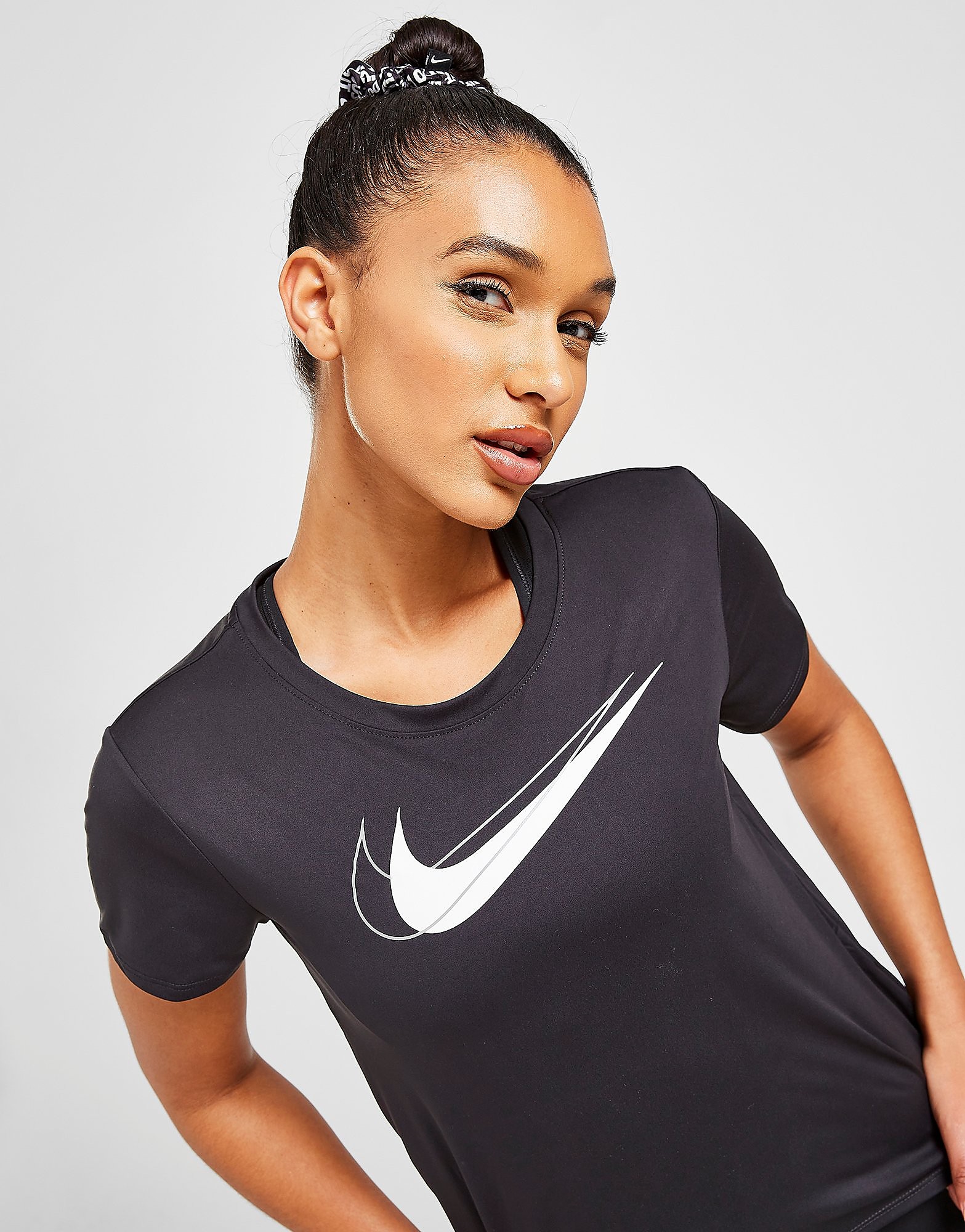 

Nike Double Swoosh Running T-Shirt - Black/White - Womens, Black/White