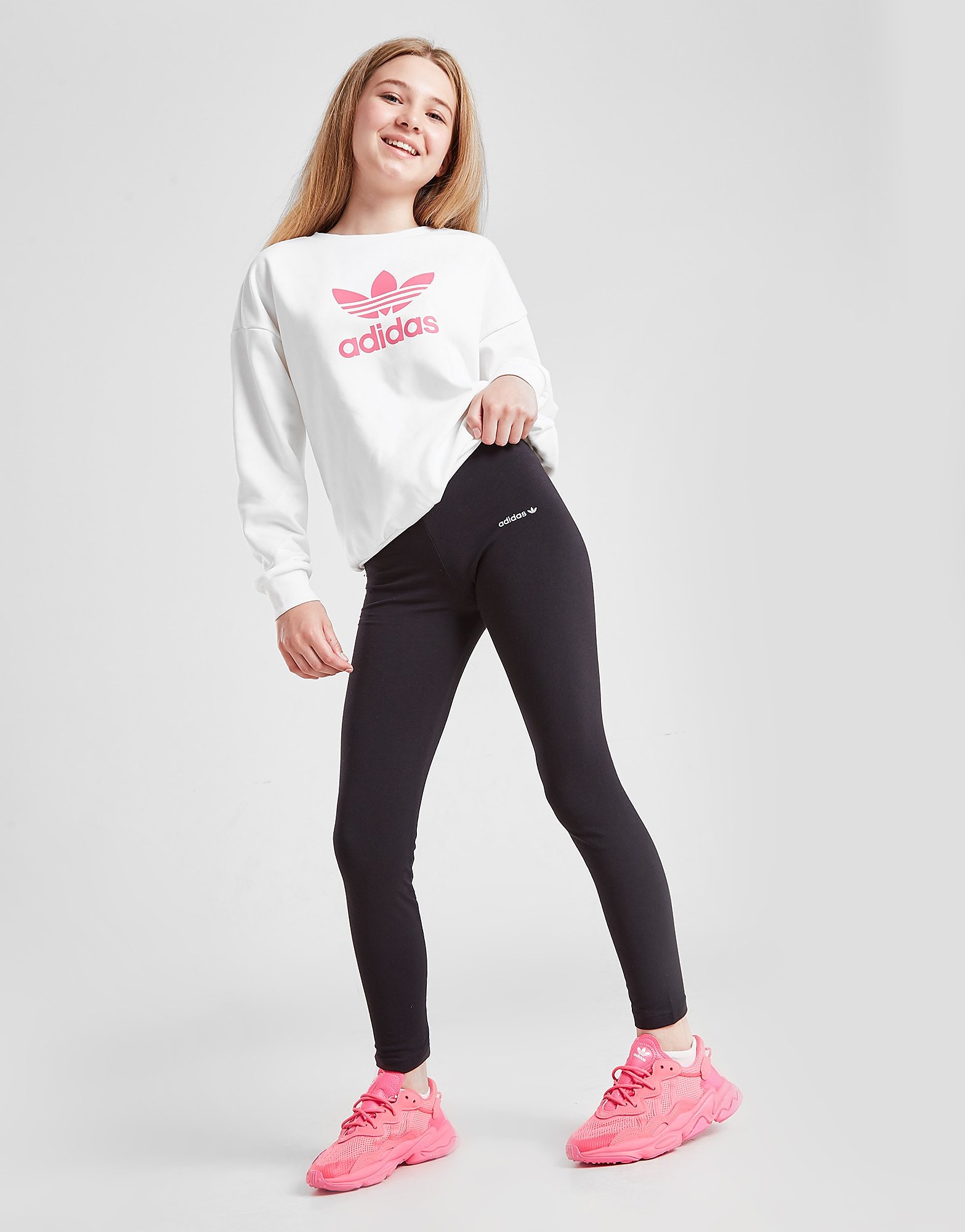 

adidas Originals Girls' Small Trefoil Leggings Junior - Black - Kids, Black